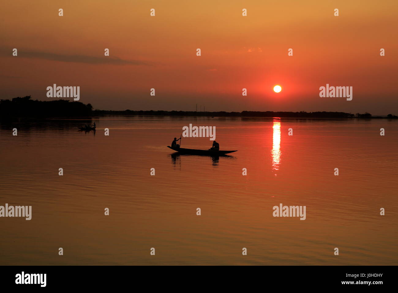 Tramonto in Tanguar Haor Sunamganj, Bangladesh. Foto Stock