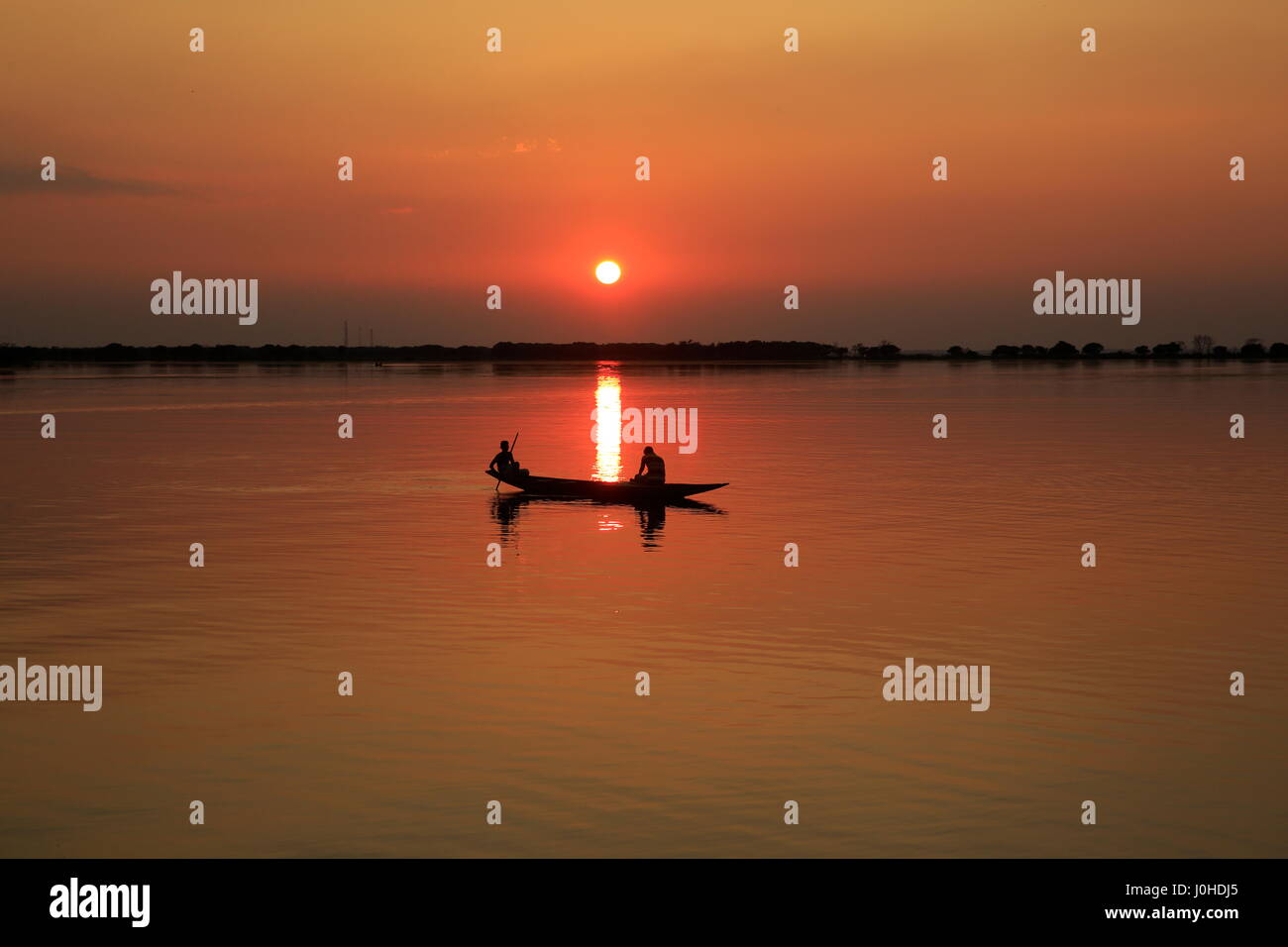 Tramonto in Tanguar Haor Sunamganj, Bangladesh. Foto Stock