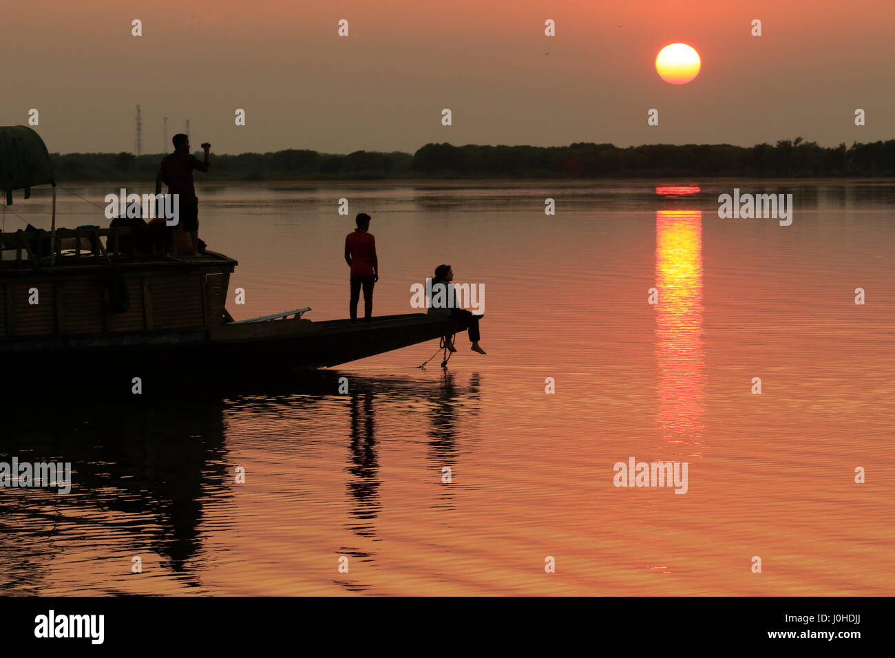 Tramonto in Tanguar Haor Sunamganj, Bangladesh. Foto Stock