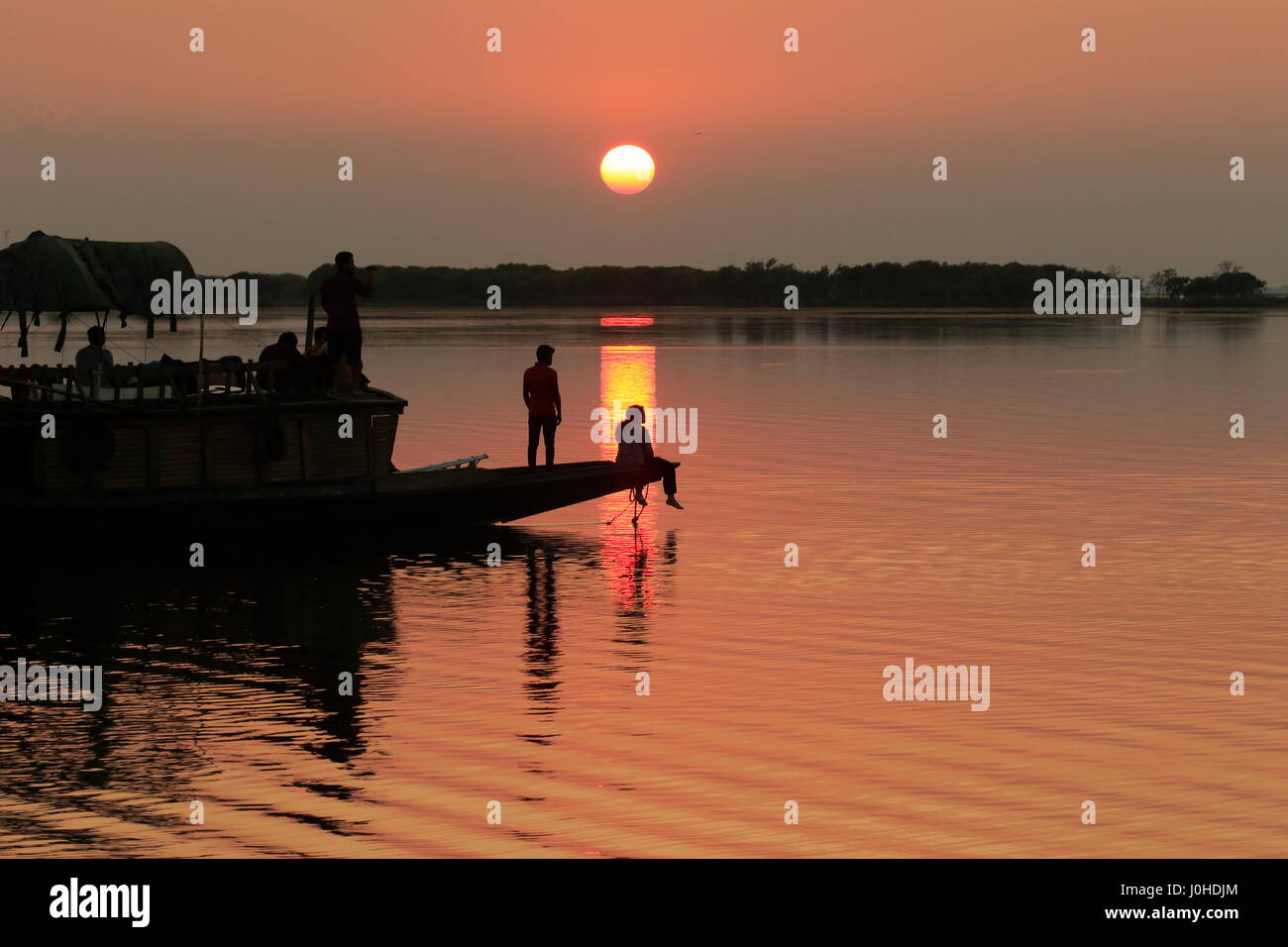 Tramonto in Tanguar Haor Sunamganj, Bangladesh. Foto Stock