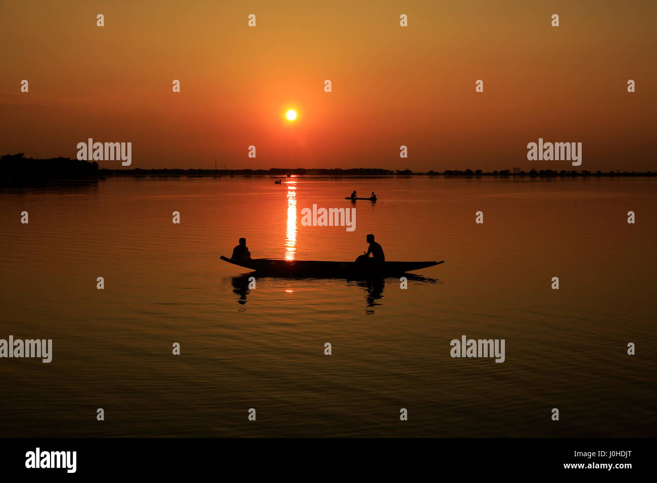 Tramonto in Tanguar Haor Sunamganj, Bangladesh. Foto Stock