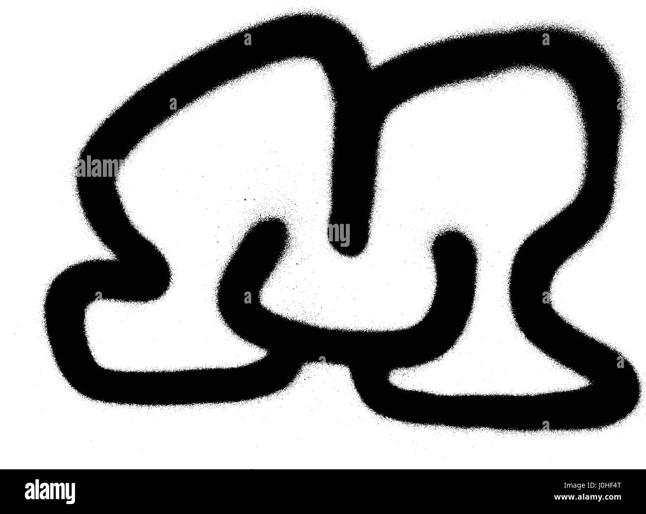 Graffiti font bubble M in nero su bianco Illustrazione Vettoriale