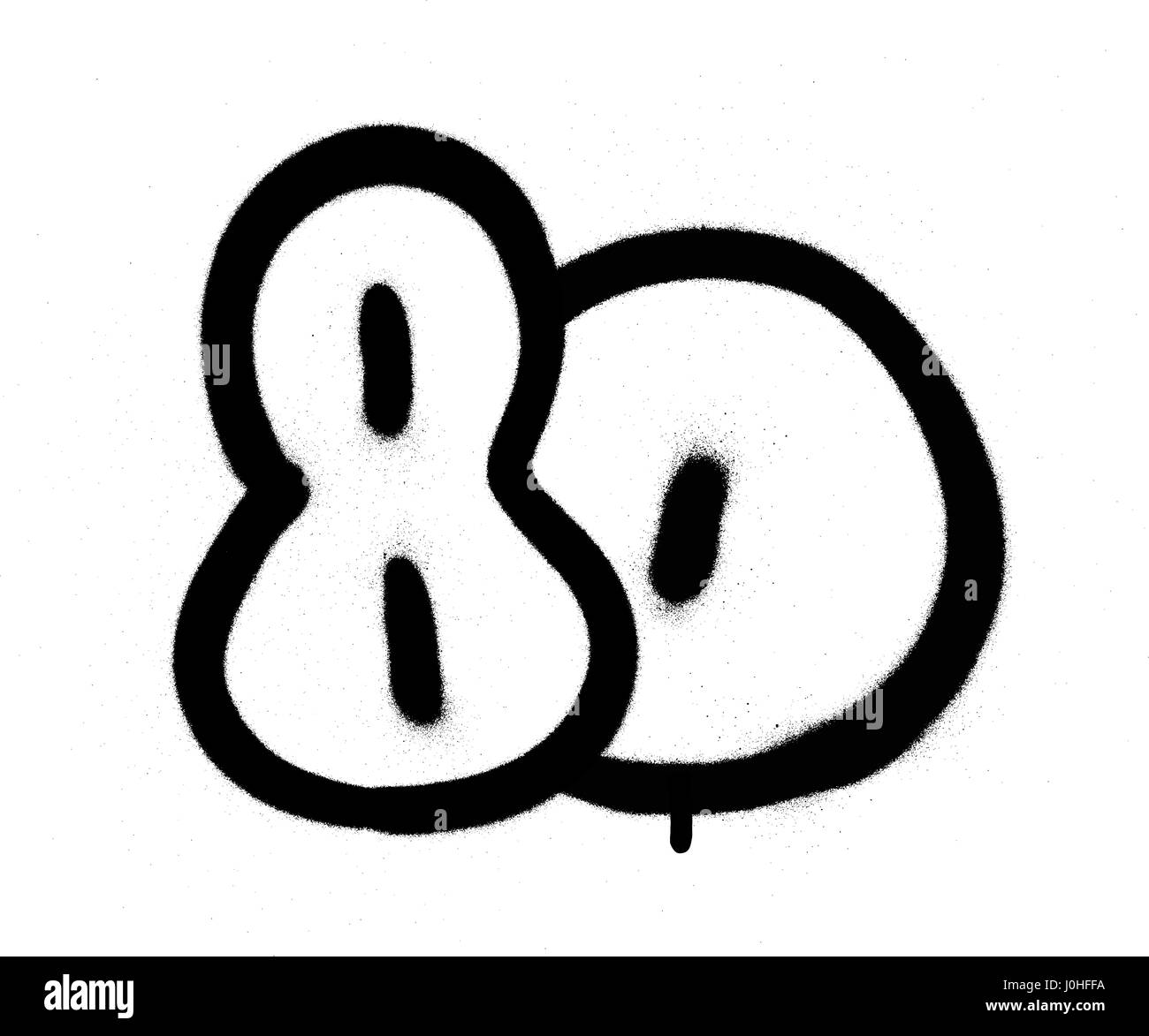 Numero di graffiti 80 ottanta spruzzato in nero su bianco Illustrazione Vettoriale