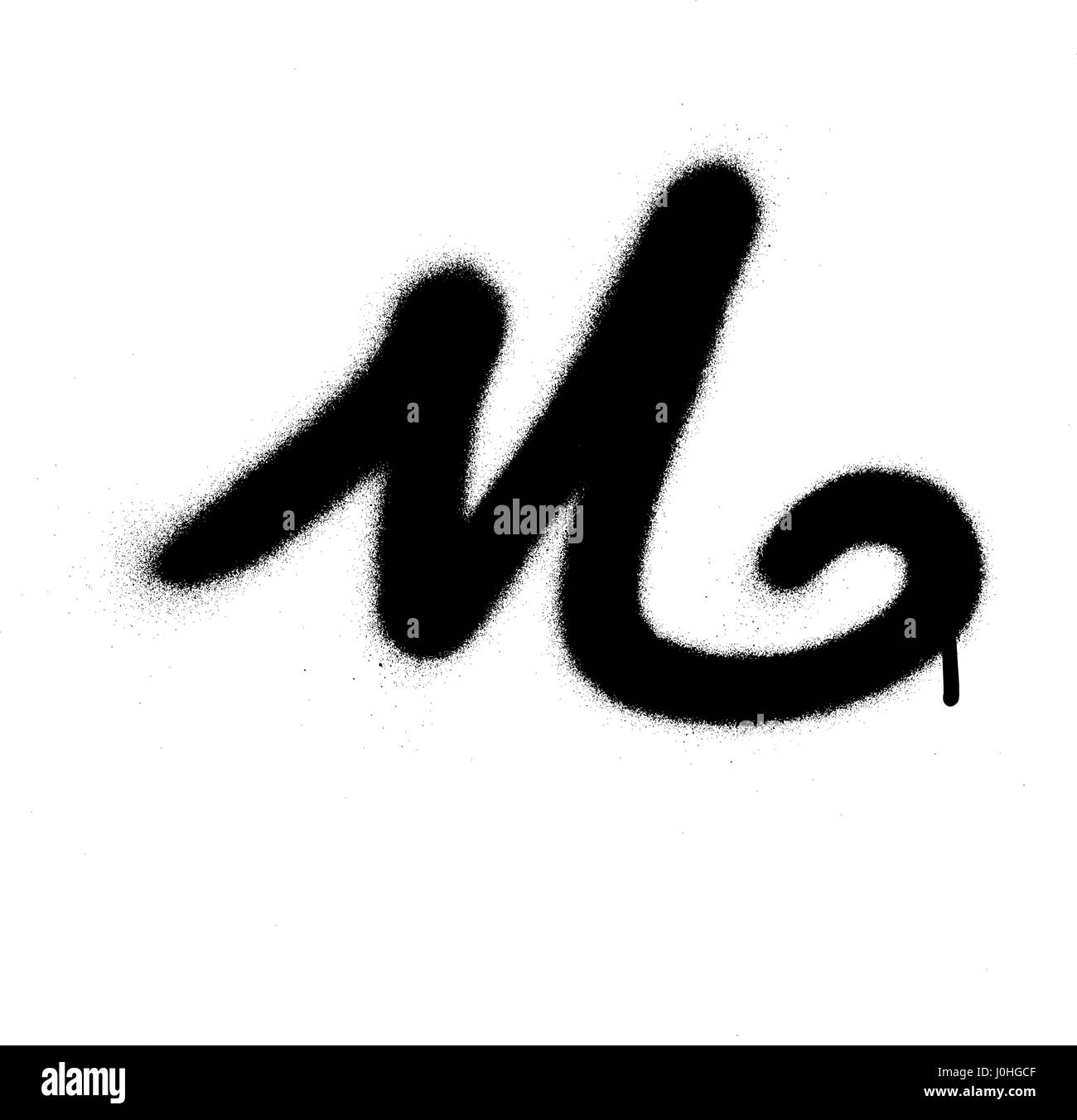 Spruzzato M font graffiti con perdita in nero su bianco Illustrazione Vettoriale