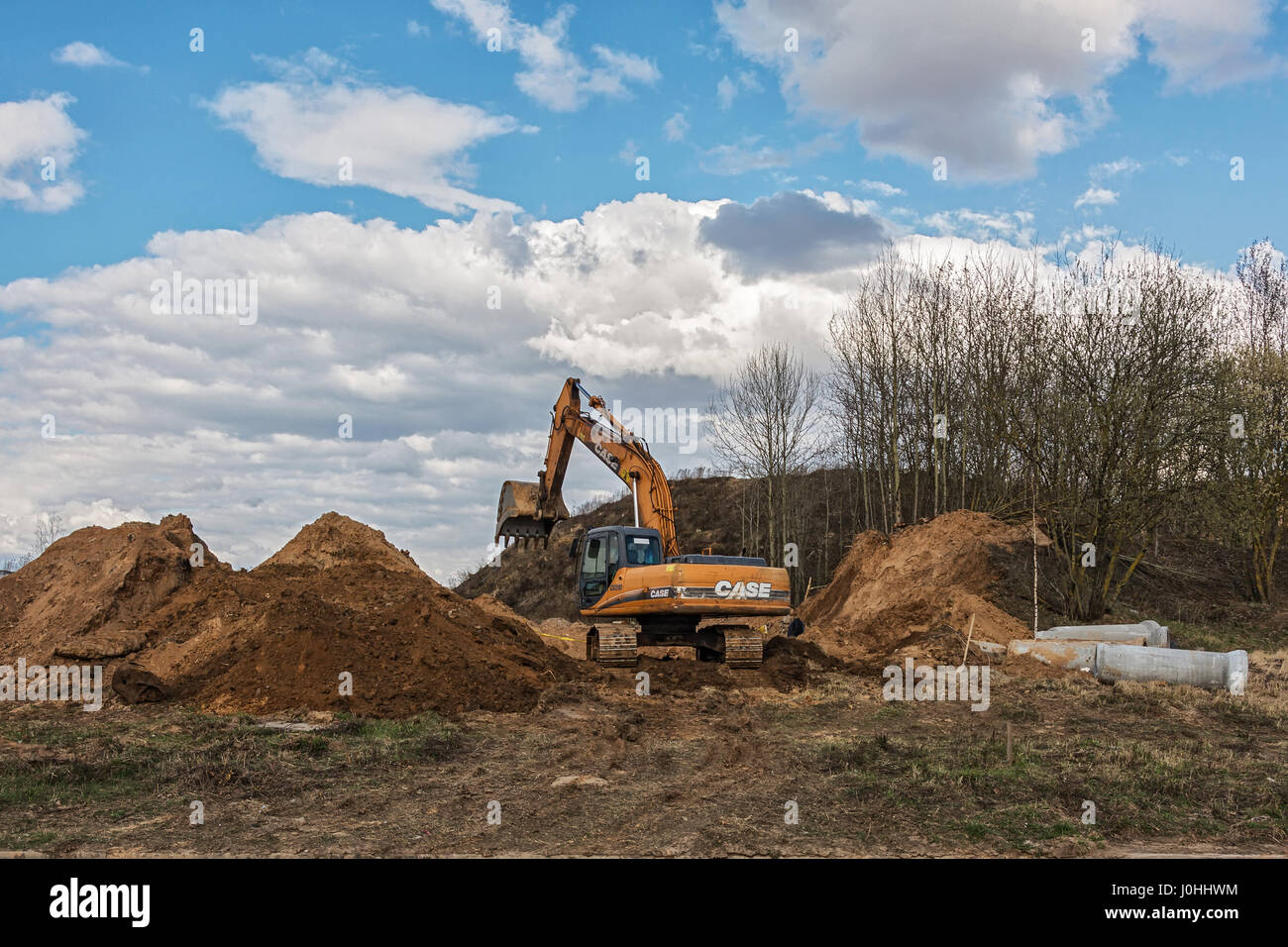 Escavatore per lavori di sterro Foto Stock