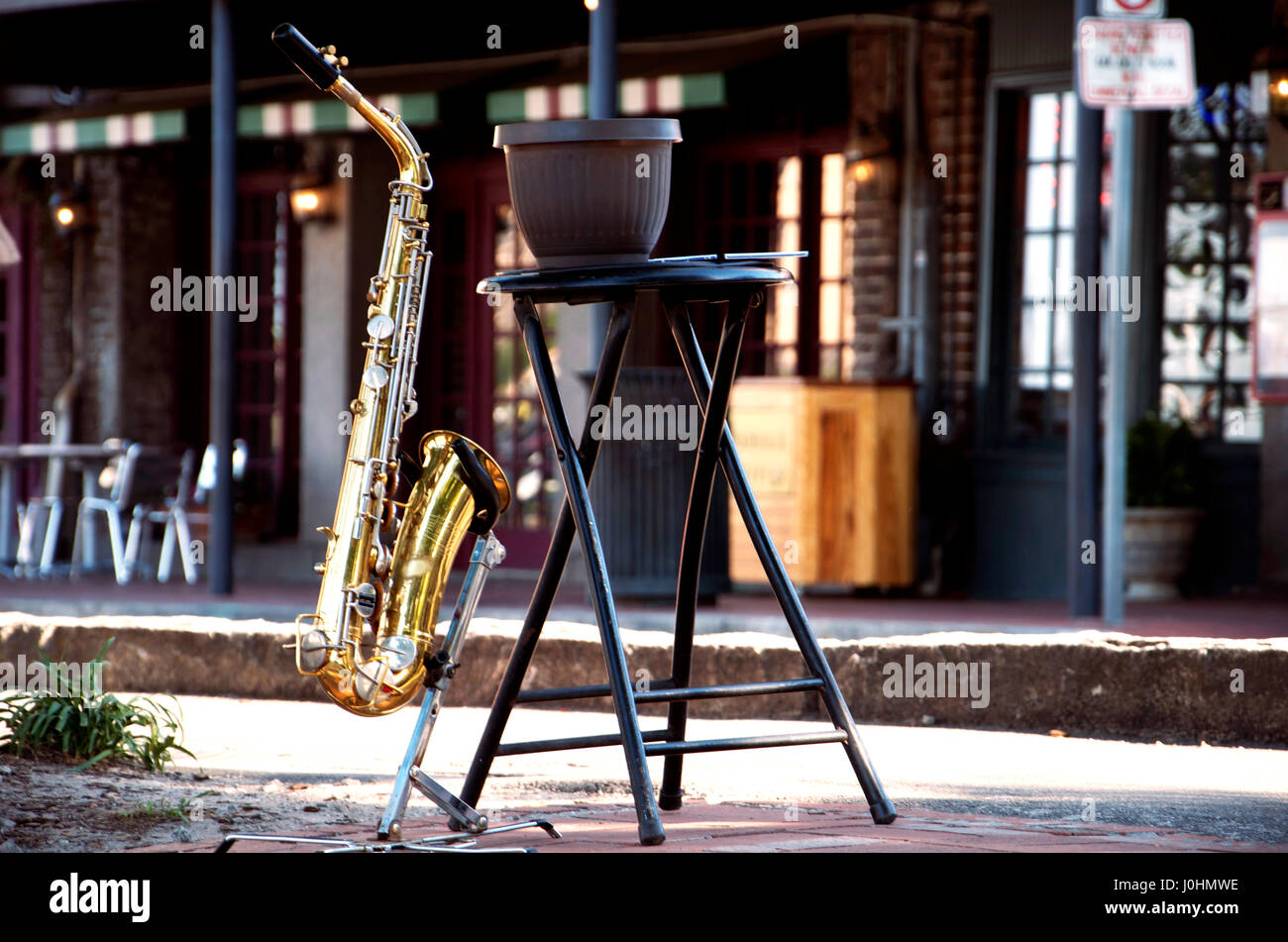 River Street nel centro di Savannah GA Foto Stock