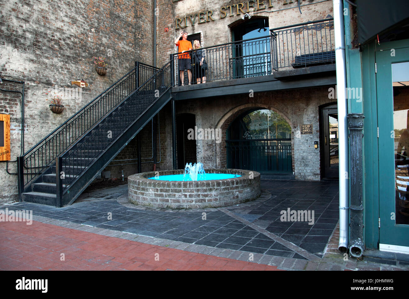 River Street Downtown Savannah GA Foto Stock