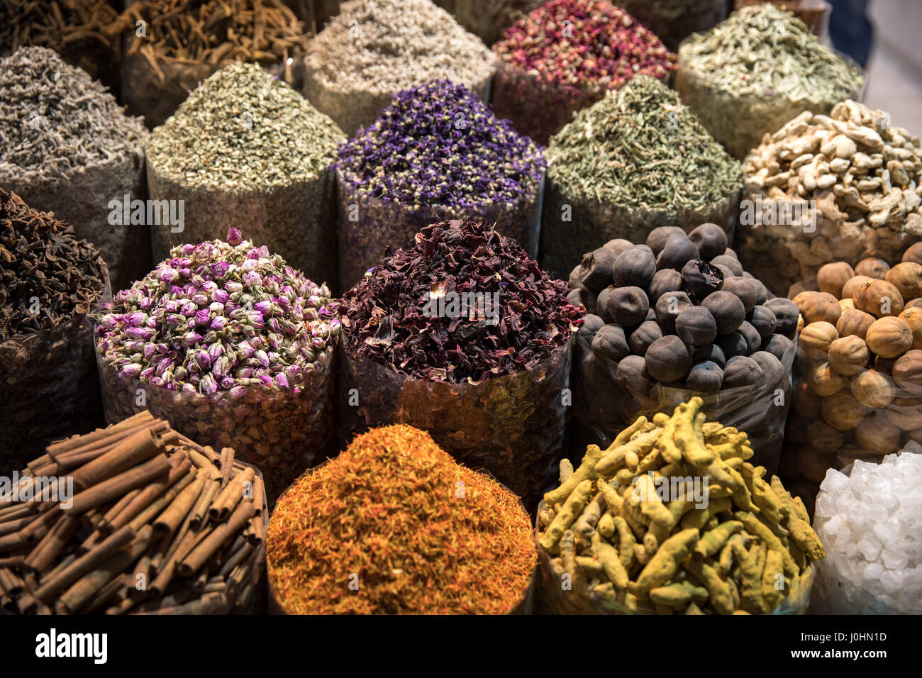 Il Dubai Spice Souk, in Al località Ras, Dubai, UAE Foto Stock