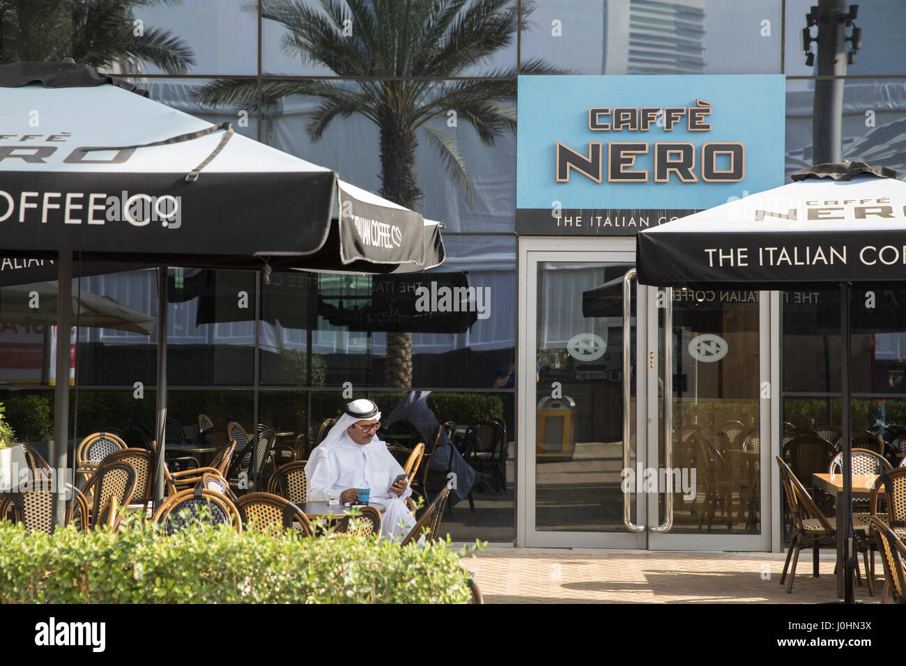 Cafe Nero coffee shop, presso il World Trade Centre di Dubai. Emirati arabi uniti Foto Stock
