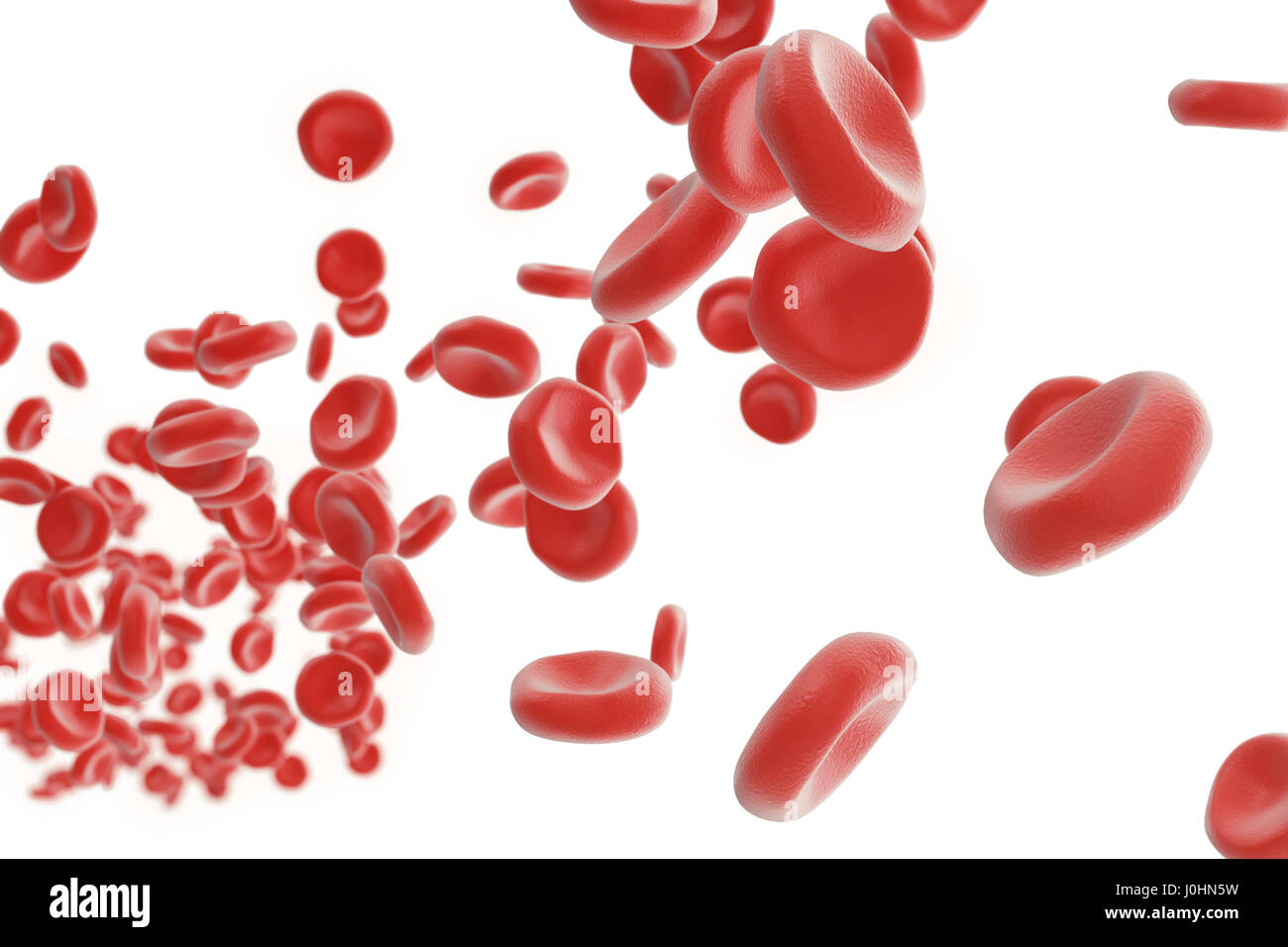 Le cellule rosse del sangue in vena o arteria, il flusso interno all'interno di un organismo vivente, rendering 3D Foto Stock