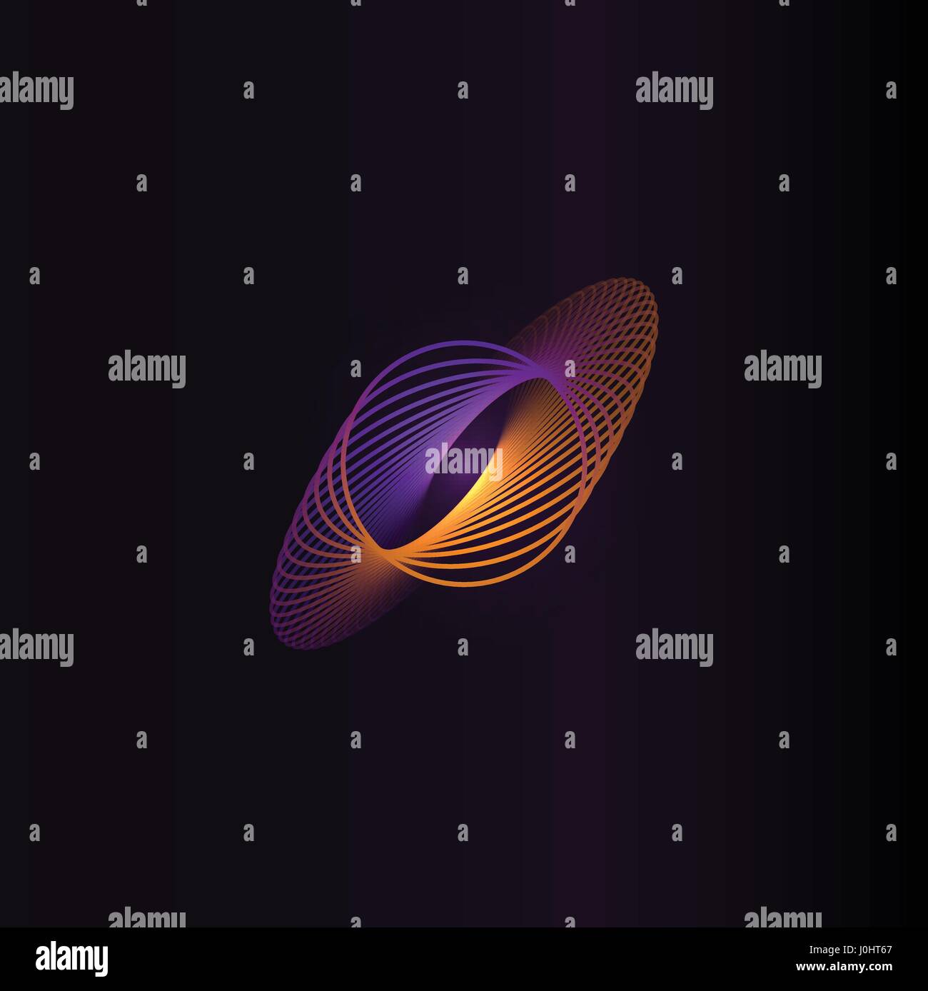 Isolato colorato astratto forma rotonda logo, elemento di spazio, logotipo di turbolenza, planet icona sullo sfondo nero illustrazione vettoriale Illustrazione Vettoriale