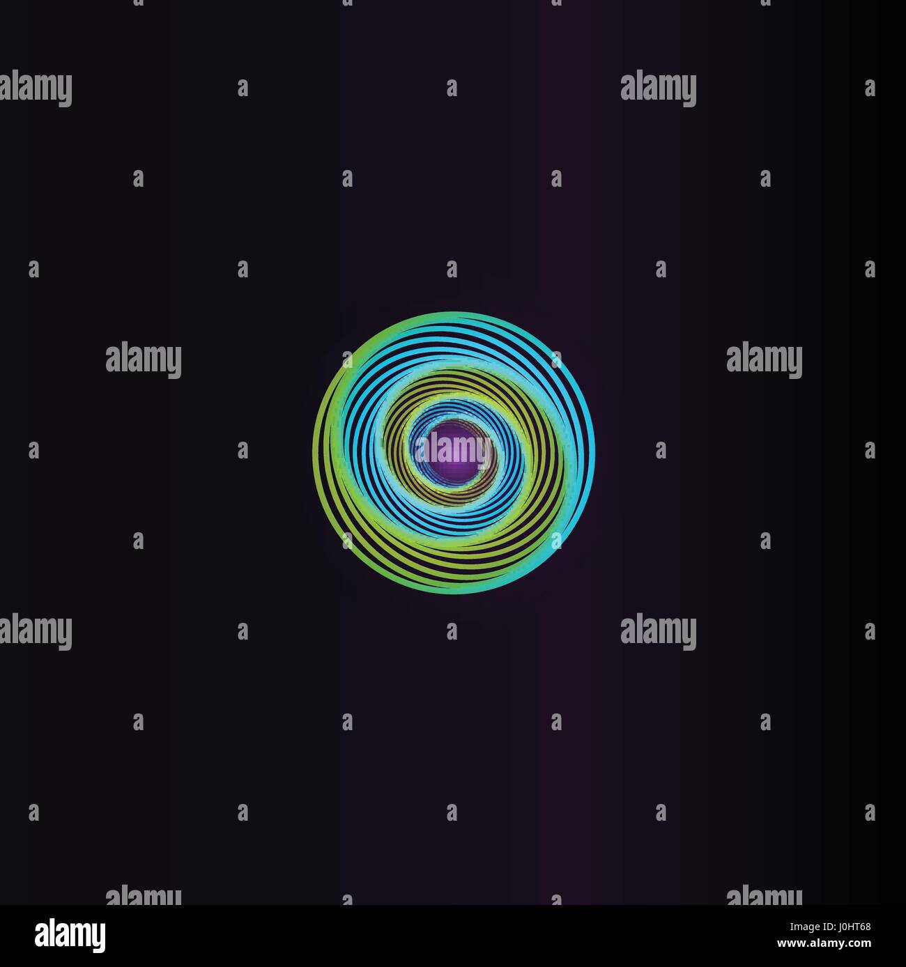 Isolato colorato astratto forma rotonda logo, elemento di spazio, logotipo di turbolenza, planet icona sullo sfondo nero illustrazione vettoriale Illustrazione Vettoriale
