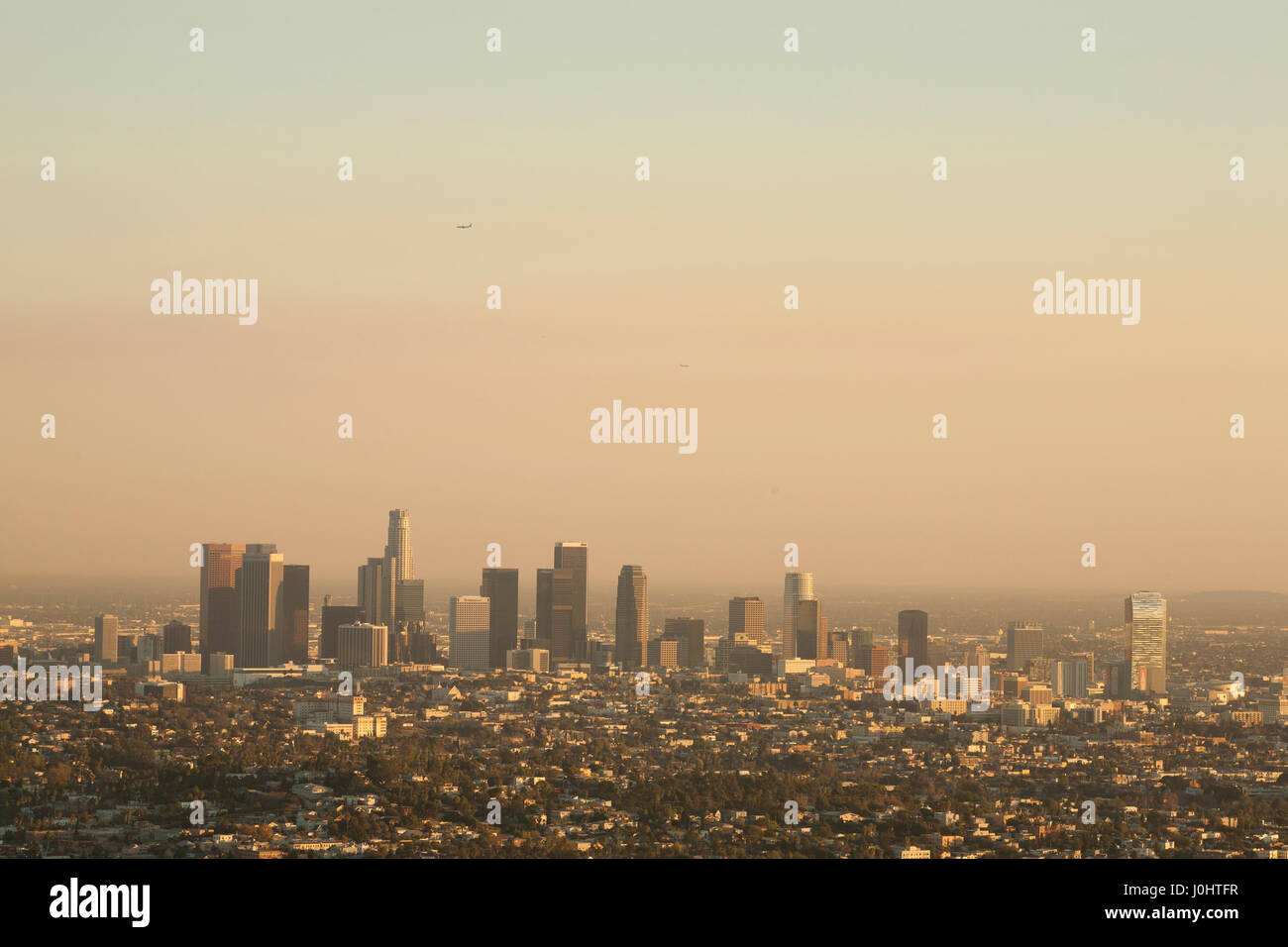 Vista del centro di Los Angeles e dintorni, dall'Osservatorio Griffith Foto Stock