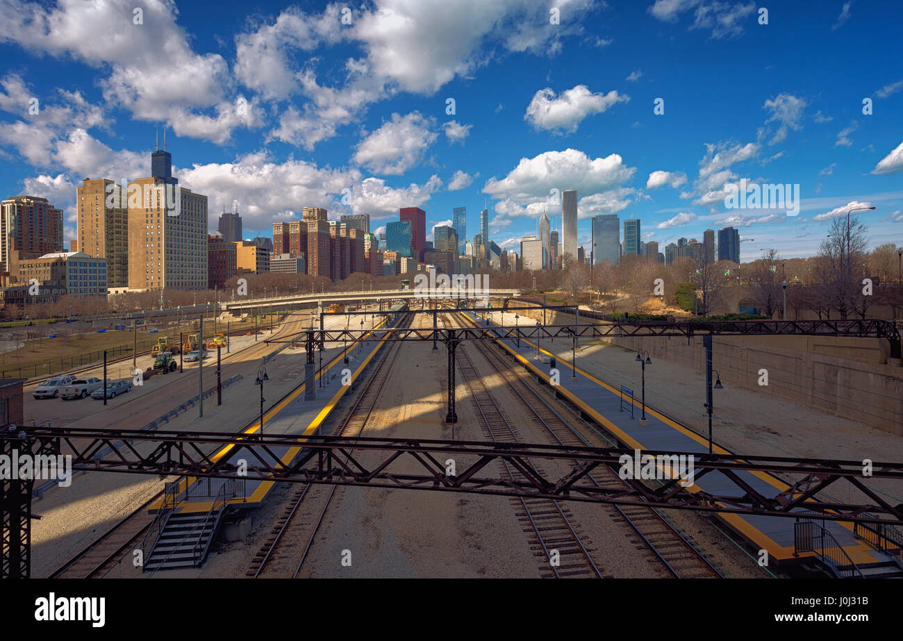 Le ferrovie, Chicago, Illinois, Stati Uniti d'America Foto Stock