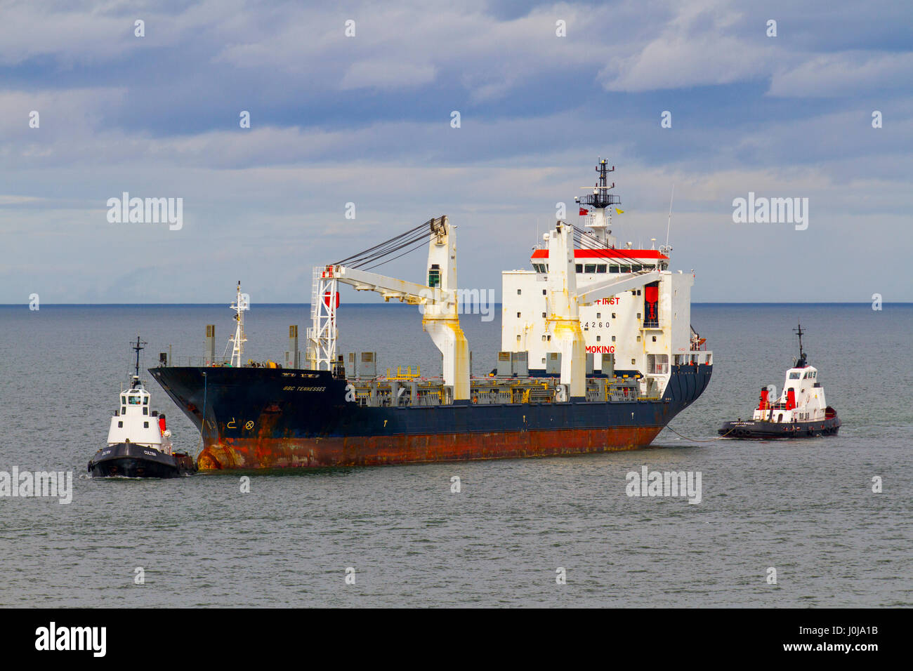 BBC Chartering azionato il sollevamento pesante nave Tennesse BBC in arrivo nel porto di Aberdeen, Regno Unito Foto Stock
