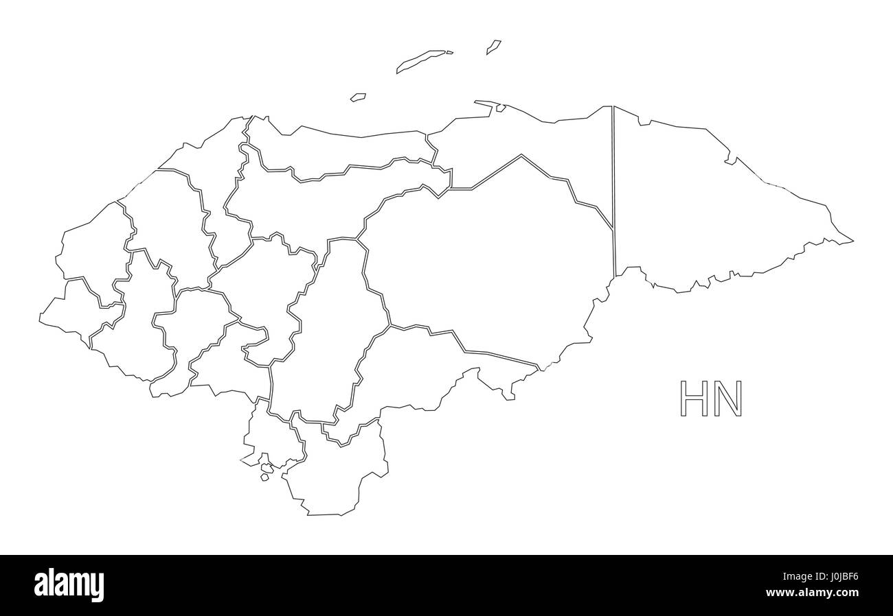 Honduras delineano silhouette mappa illustrazione con reparti Illustrazione Vettoriale