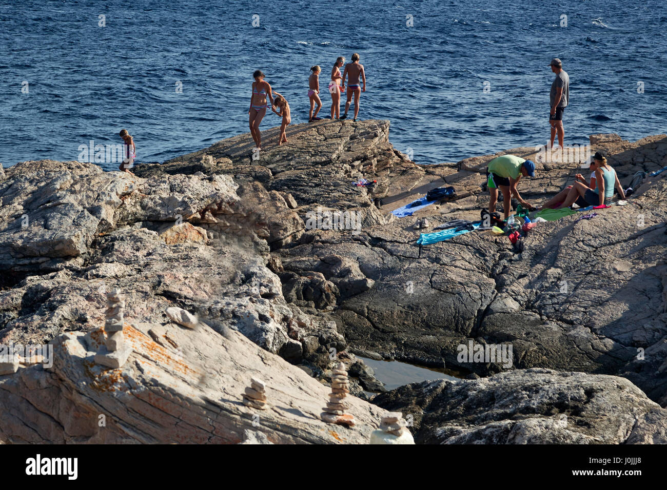 Persone sulle rocce del Parco Naturale di Telašćica Foto Stock