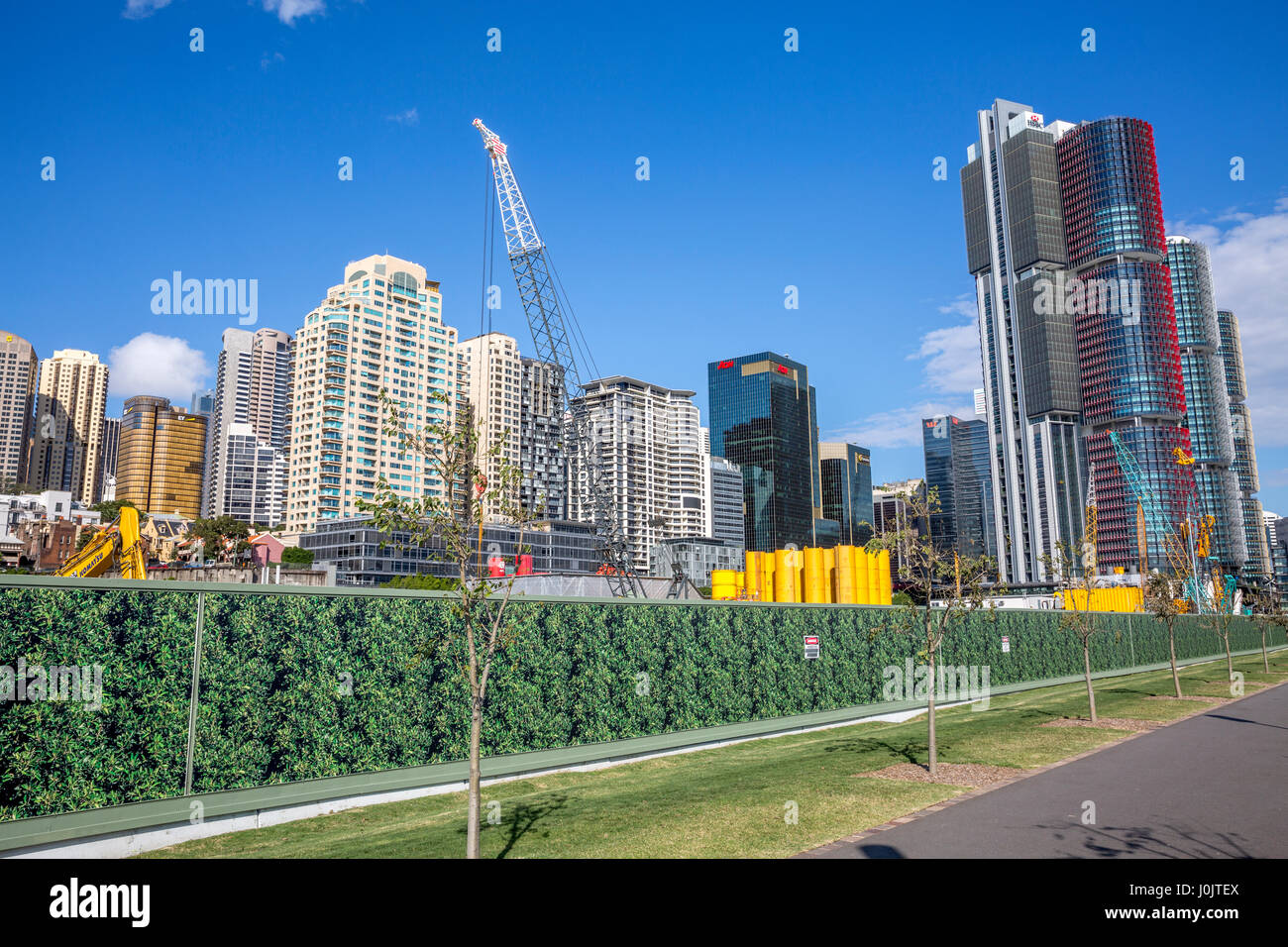 Barangaroo del sito di sviluppo e uno del nuovo ufficio torri grattacielo nel centro di Sydney, Nuovo Galles del Sud, Australia Foto Stock