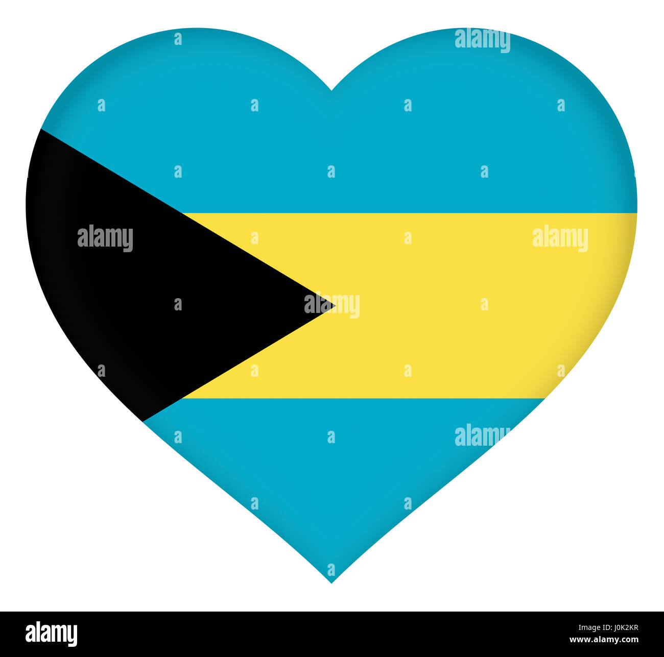 Illustrazione della bandiera delle Bahamas conformata come un cuore Foto Stock