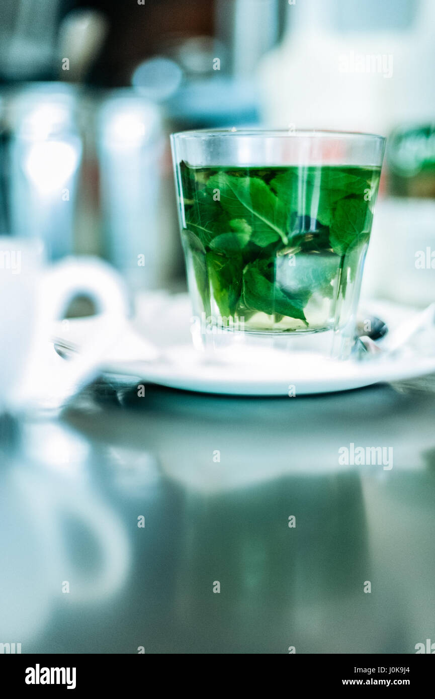 Bicchiere di tè alla menta la produzione di birra Foto Stock