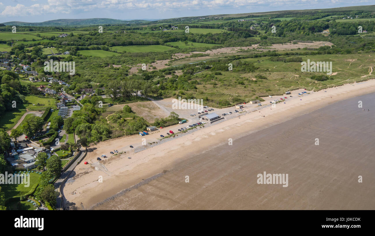 Vista aerea di Ogmore by Sea e Oxwich Foto Stock