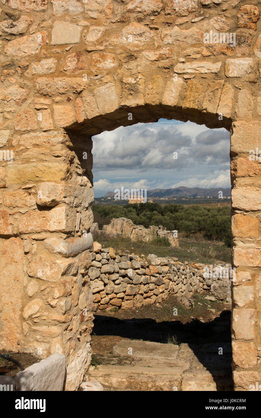 Monastero di Aptera, antica città nella parte occidentale di Creta costruito dal VII secolo a.c. e distrutta nel 824 AC. Foto Stock