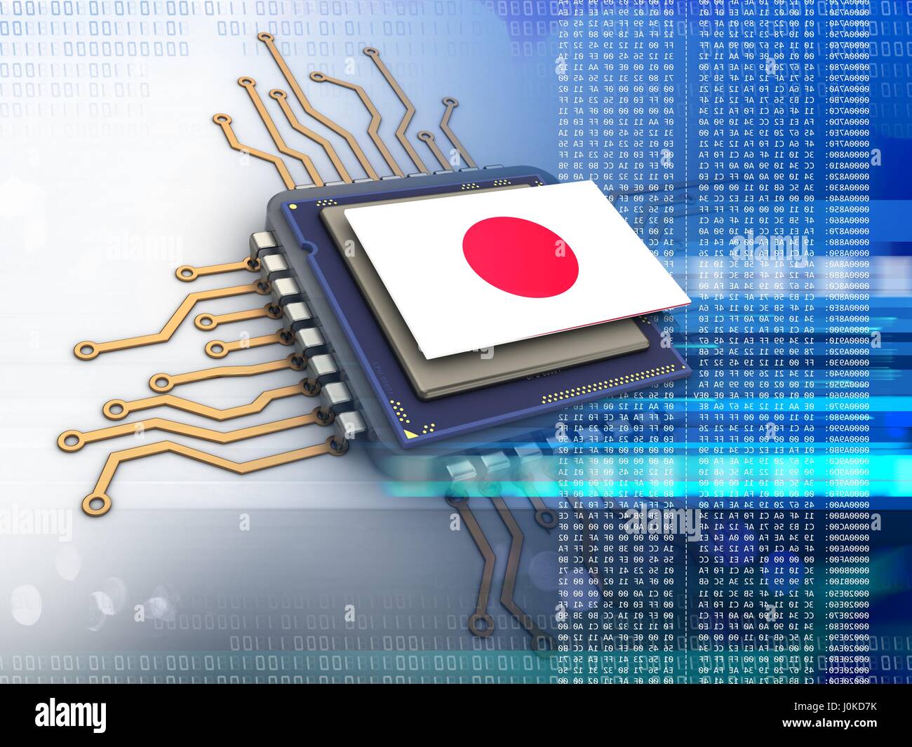 3d illustrazione dei computer moderni chip processore Foto Stock