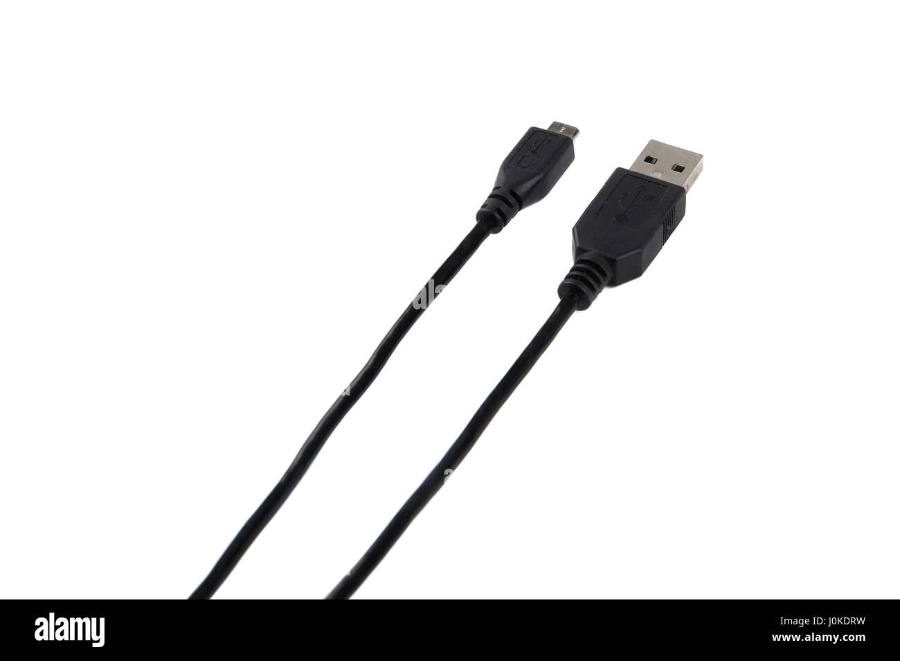 Cavo USB normale e micro isolati su sfondo bianco Foto Stock