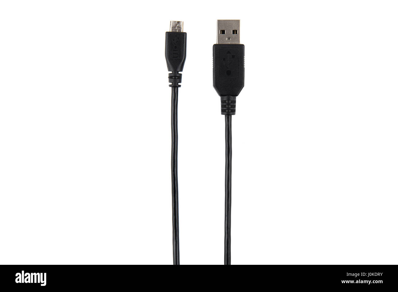 Cavo USB normale e micro isolati su sfondo bianco Foto Stock