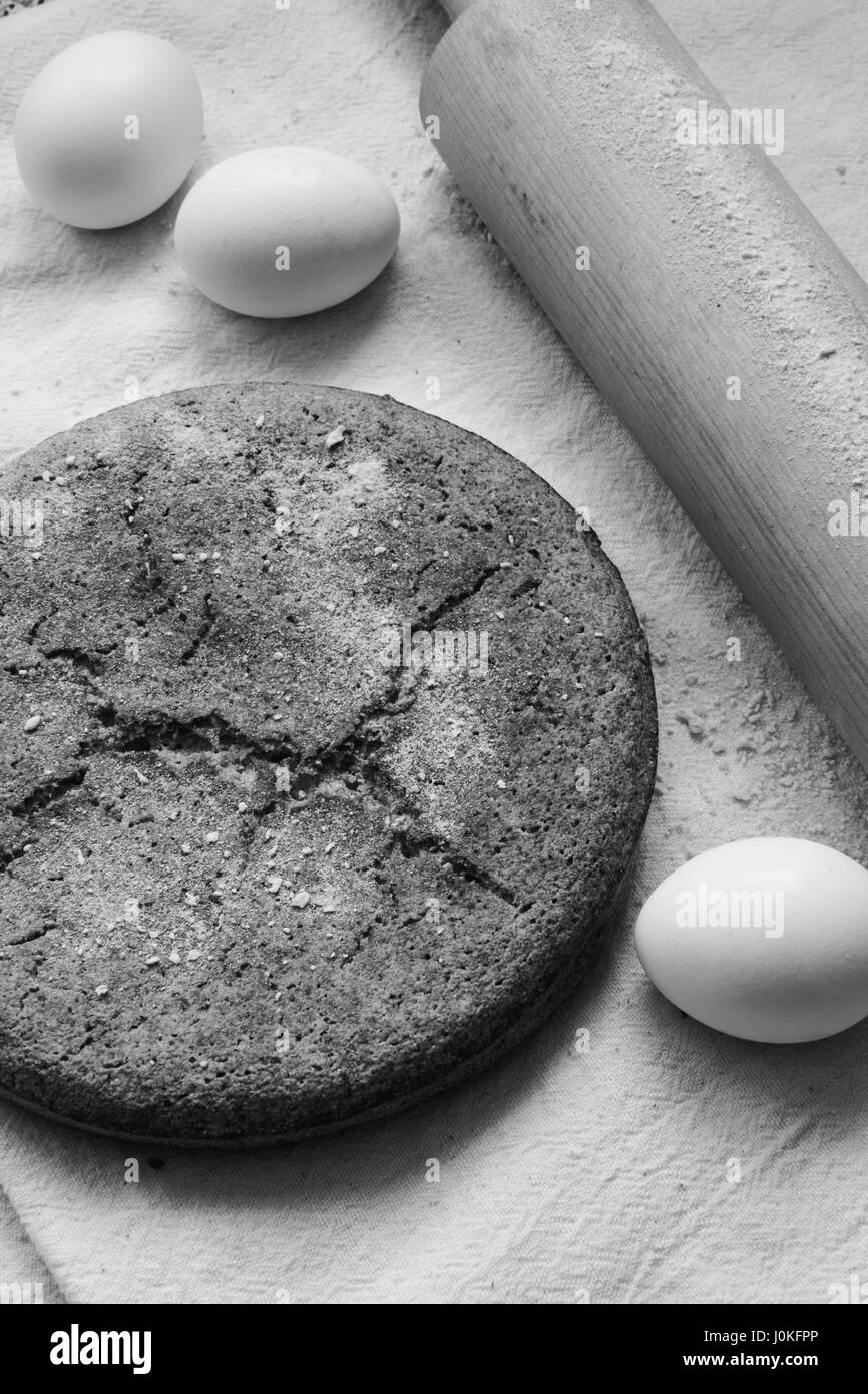In casa torta di mais (bianco e nero) Foto Stock