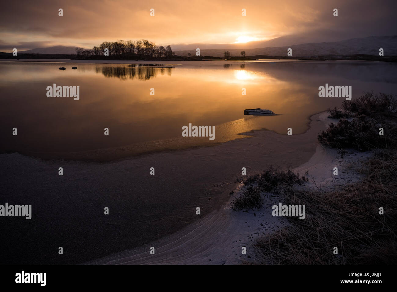 Loch Ba tramonto, Rannoch Moor, Highlands scozzesi Foto Stock