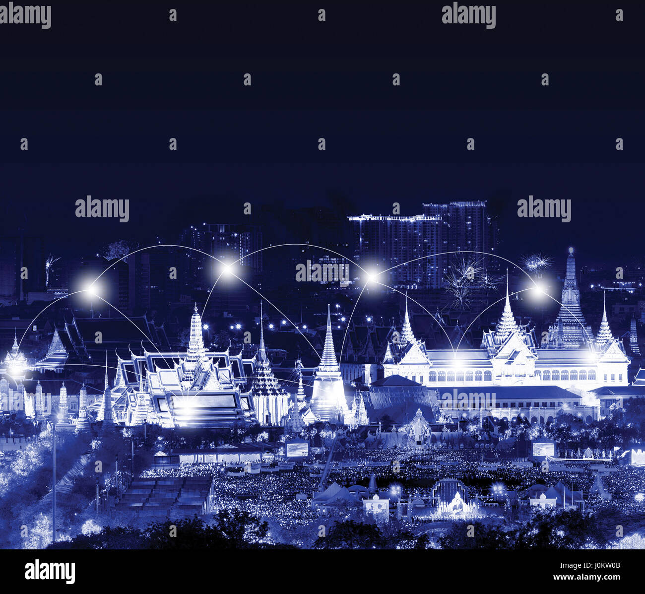 Rete e tecnica di collegamento Concetto di Buddha di Smeraldo, Bangkok, Thailandia Foto Stock