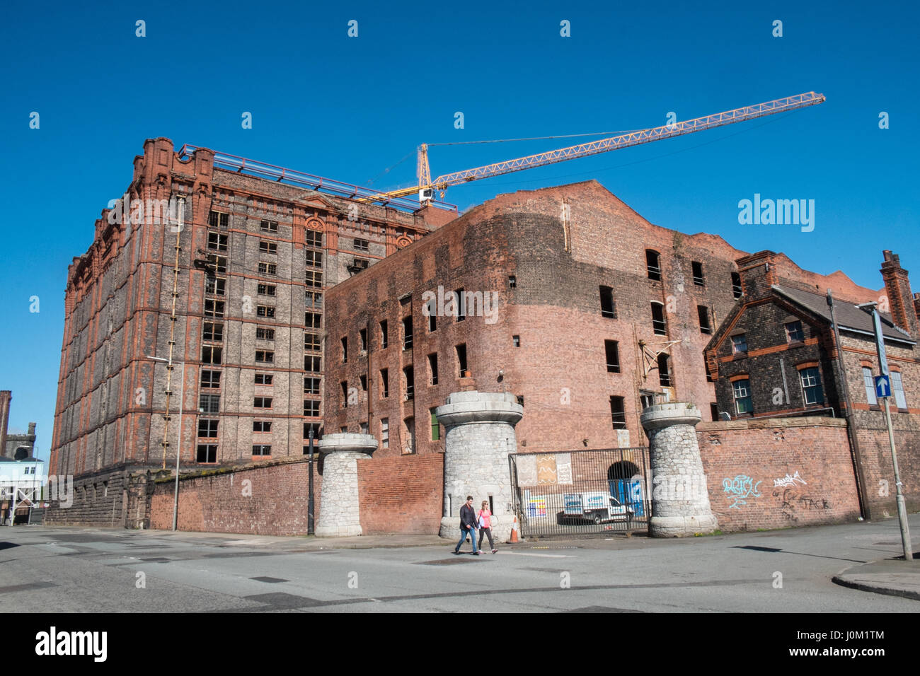 Stanley Dock,mattone,magazzino,più grande del mondo,mattone,costruzione,Liverpool, Merseyside,l'Inghilterra,Unesco,città dichiarata Patrimonio Mondiale,città,Nord,l'Inghilterra,inglese,UK. Foto Stock