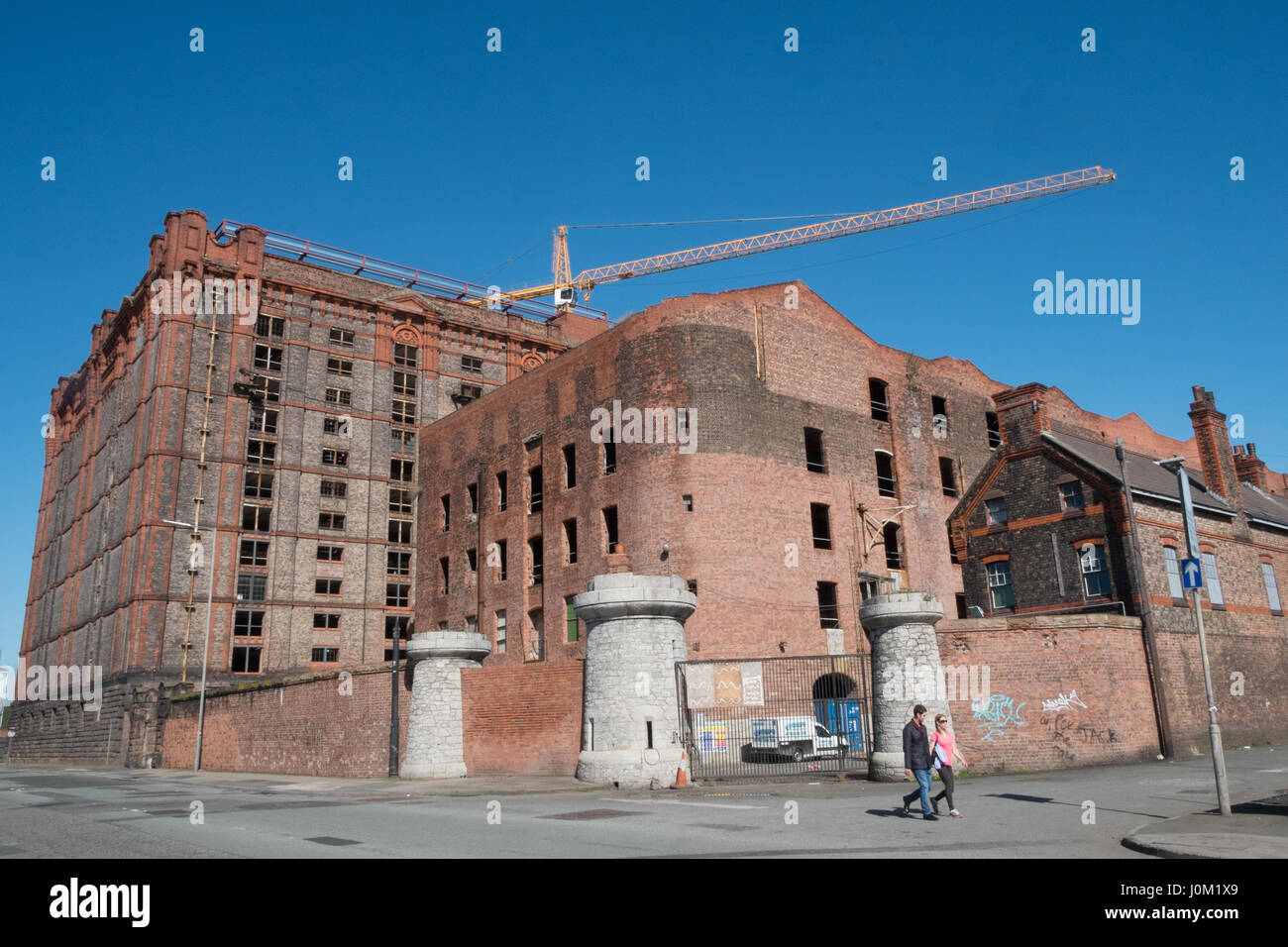 Stanley Dock,mattone,magazzino,più grande del mondo,mattone,costruzione,Liverpool, Merseyside,l'Inghilterra,Unesco,città dichiarata Patrimonio Mondiale,città,Nord,l'Inghilterra,inglese,UK. Foto Stock