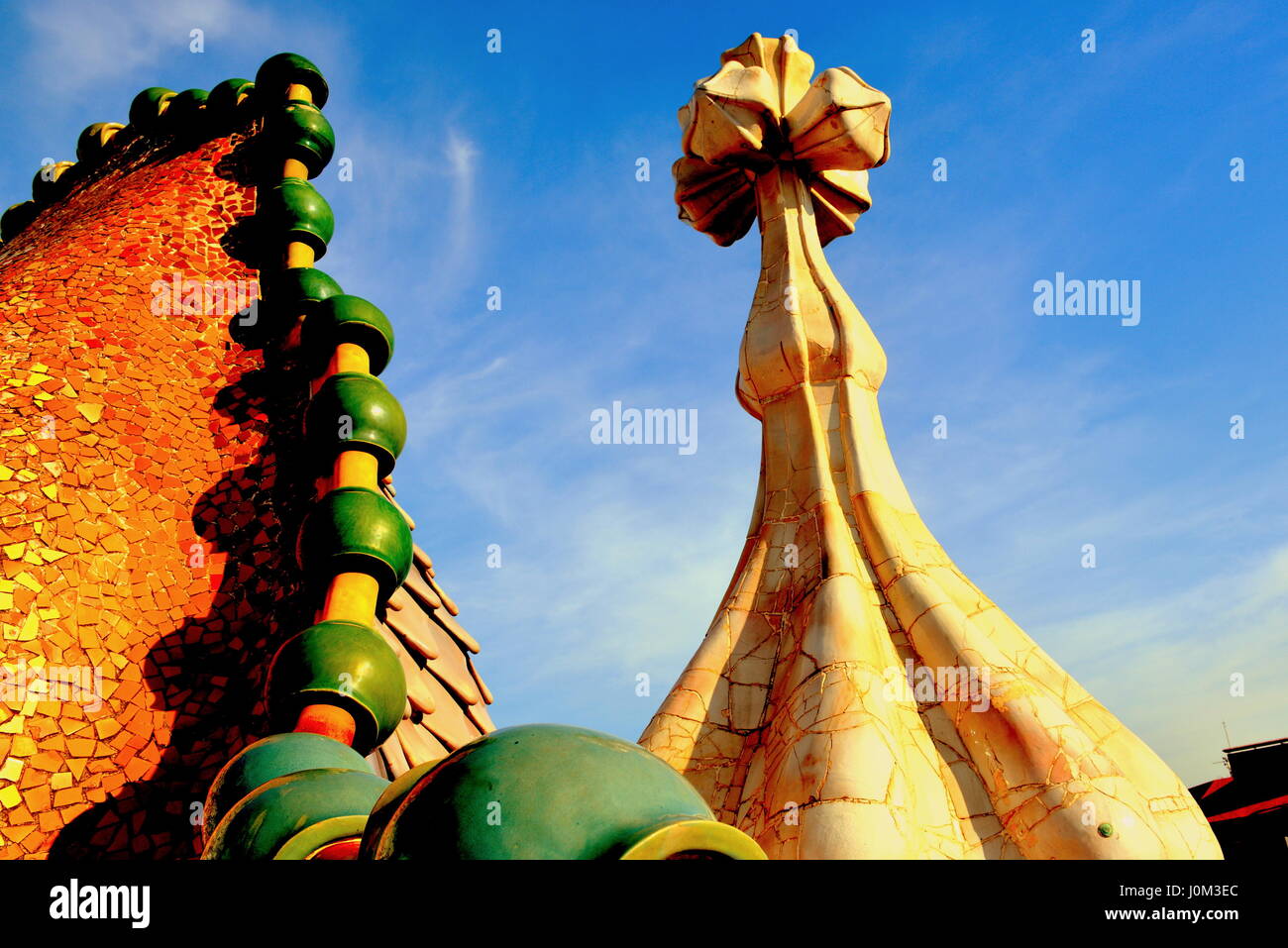 Tetto della Casa Mila, Barcellona, Spagna Foto Stock