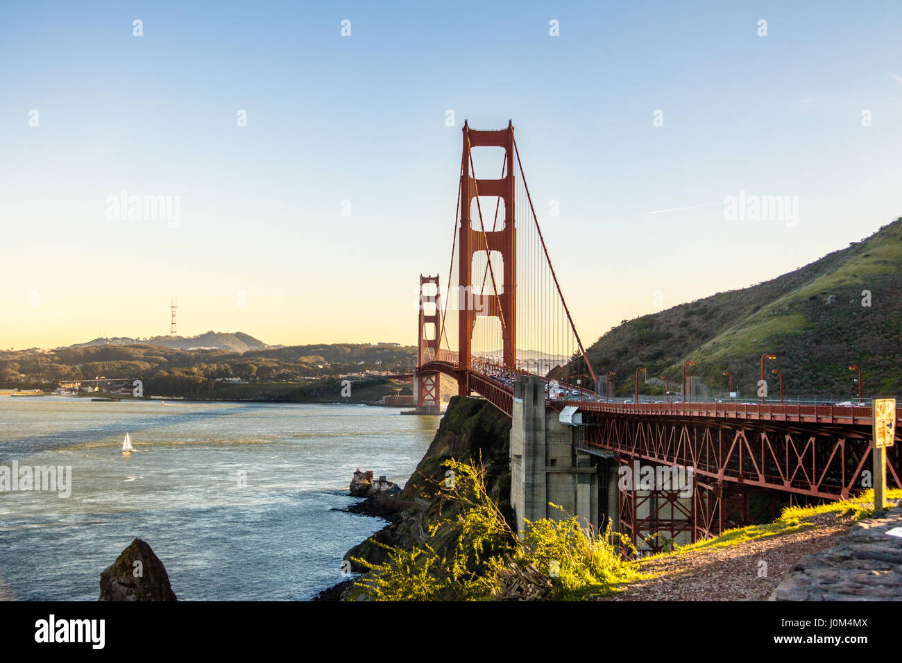 Golden Gate Bridge al tramonto - San Francisco, California, Stati Uniti d'America Foto Stock