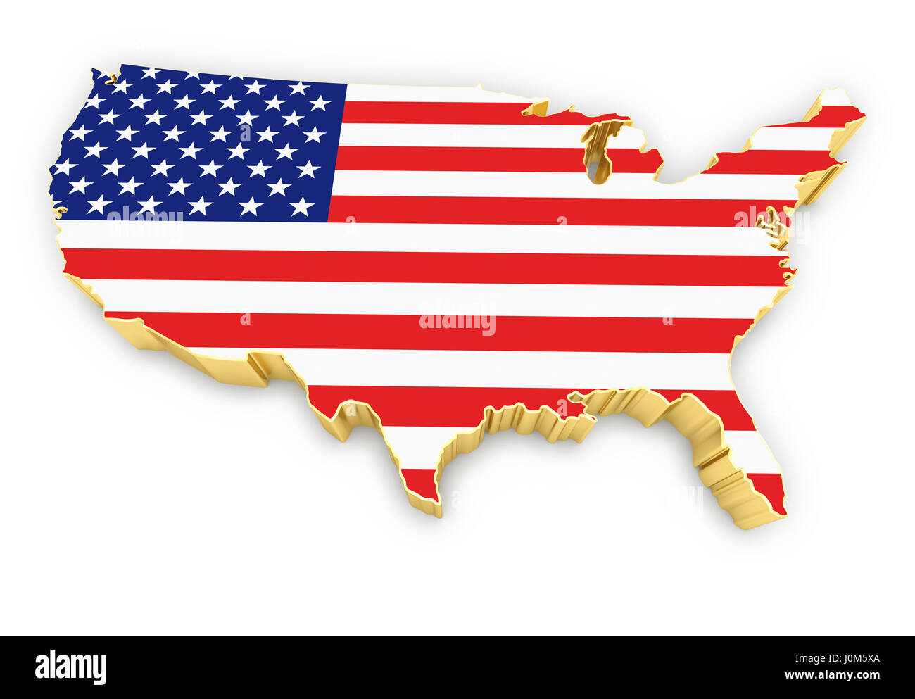 Stati Uniti d'America ad alta risoluzione resa golden mappa Foto Stock