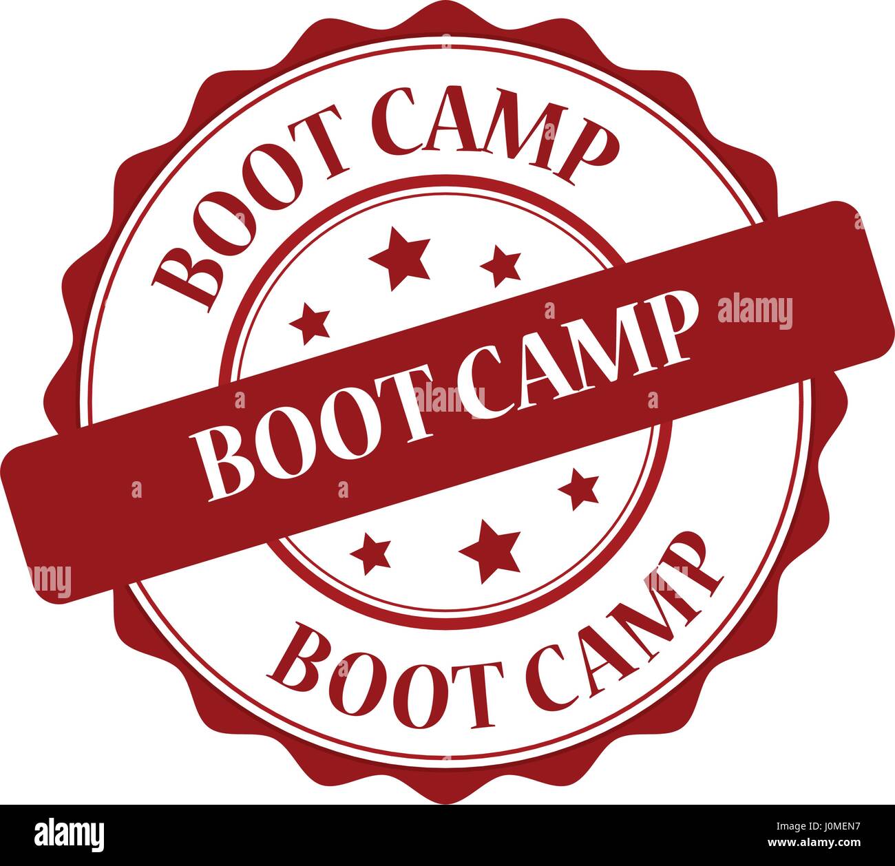 Boot camp francobollo rosso illustrazione Illustrazione Vettoriale