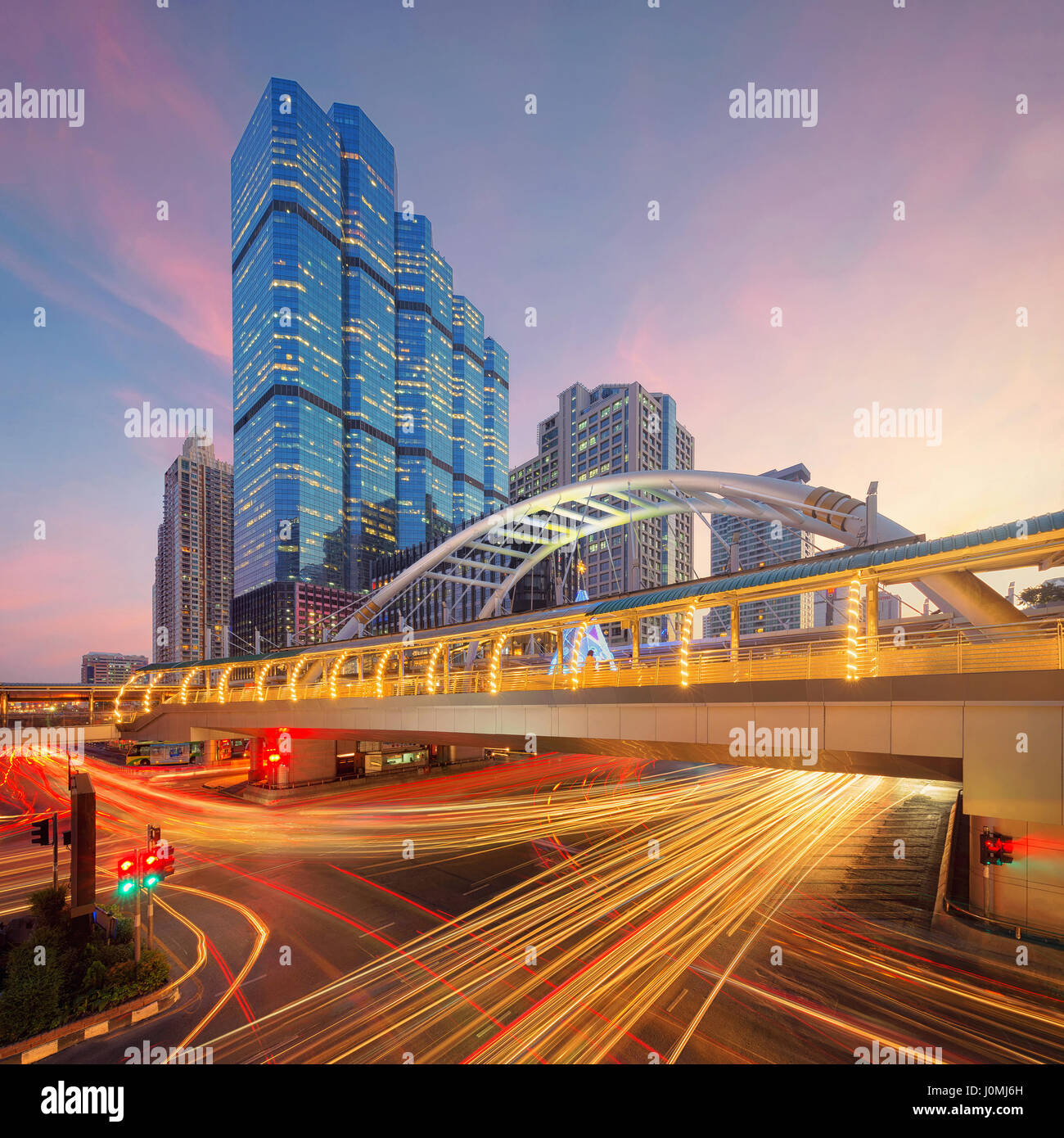 Chong Nonsi, BTS Skytrain, Sathorn intersezione, Bangkok, Thailandia Foto Stock