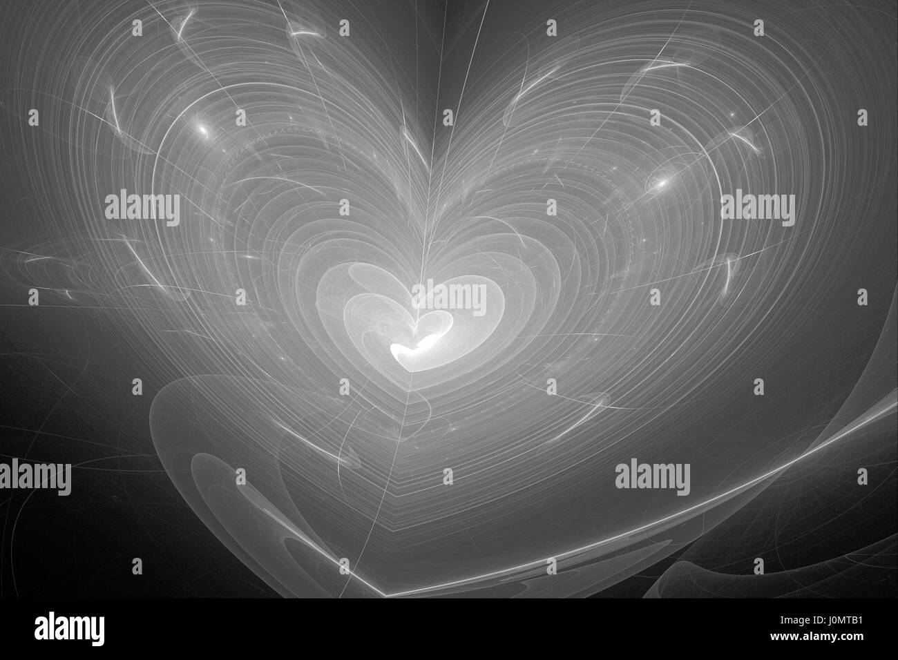 A forma di cuore ad intensità astratta mappa frattale, generato dal computer sfondo astratto, rendering 3D Foto Stock