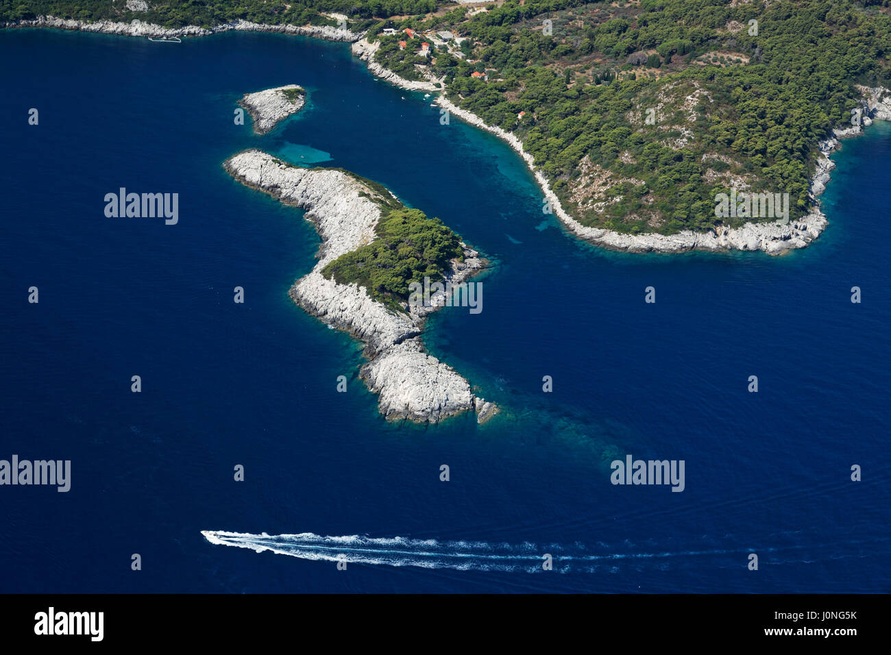 Vista aerea di Isola di Meleda, Croazia Foto Stock