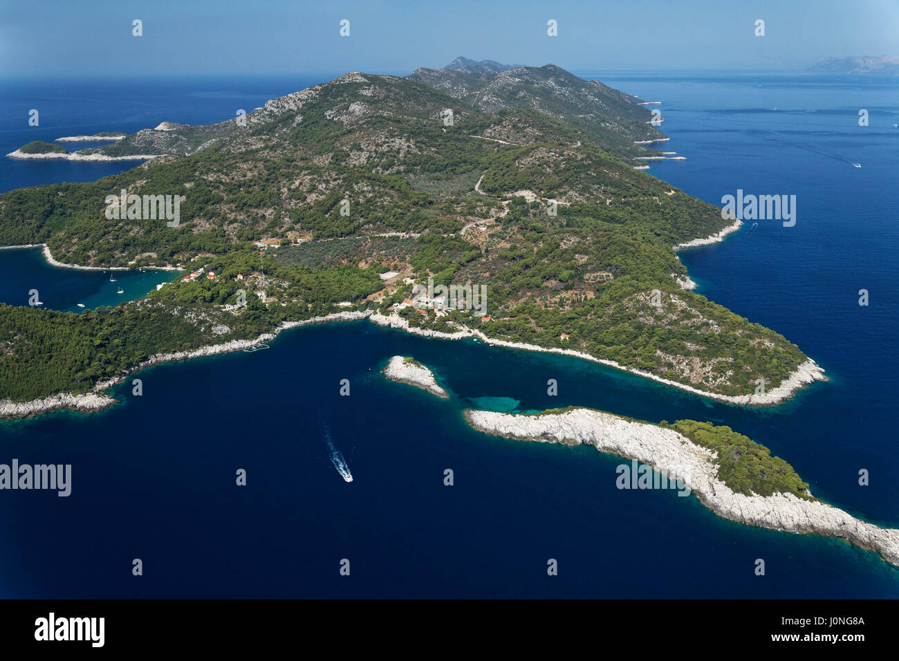 Vista aerea di Isola di Meleda, Croazia Foto Stock