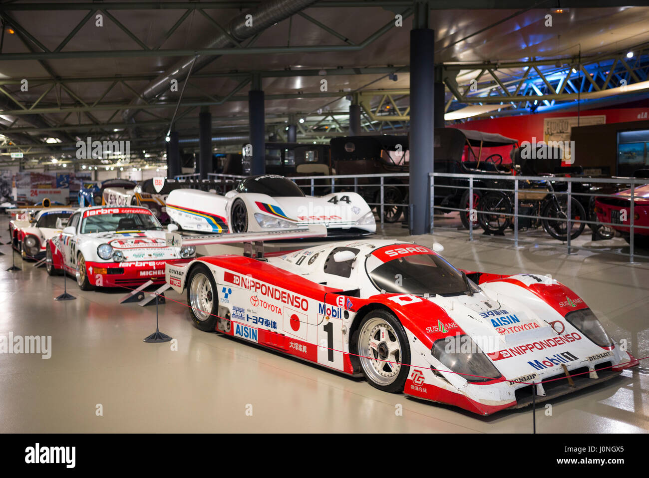 Champion Race Cars alla fiera musee a Le Mans Racetrack, Francia Foto Stock