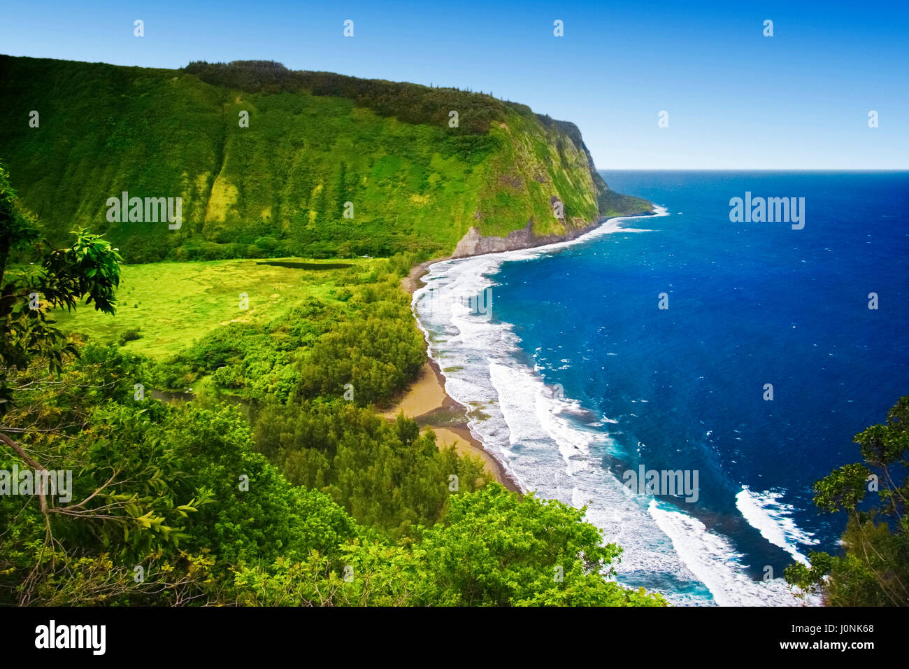 Waipio spiaggia, grande isola, Hawaii, STATI UNITI D'AMERICA Foto Stock