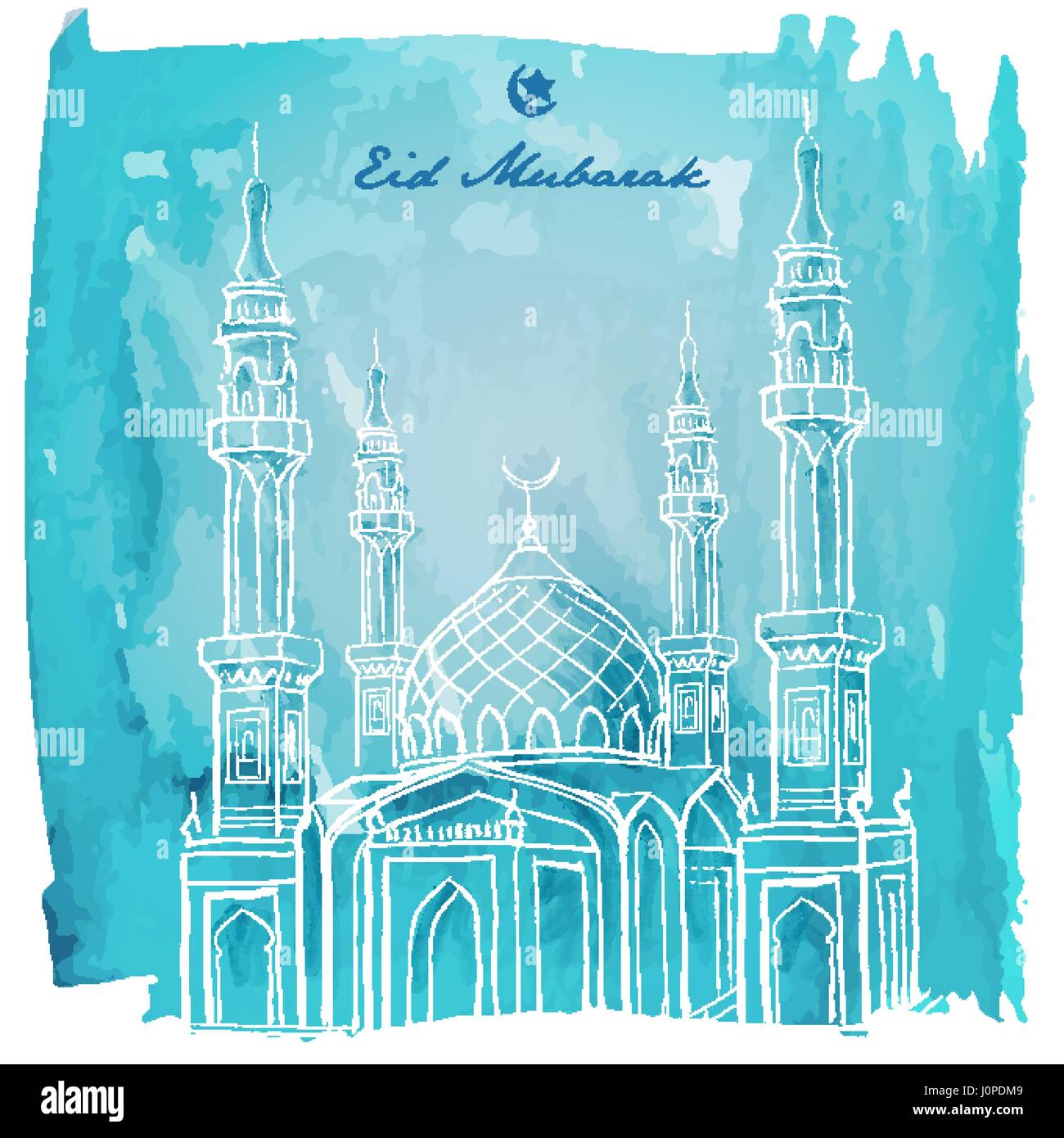 Eid Mubarak Banner sfondo messaggio di saluto Illustrazione Vettoriale