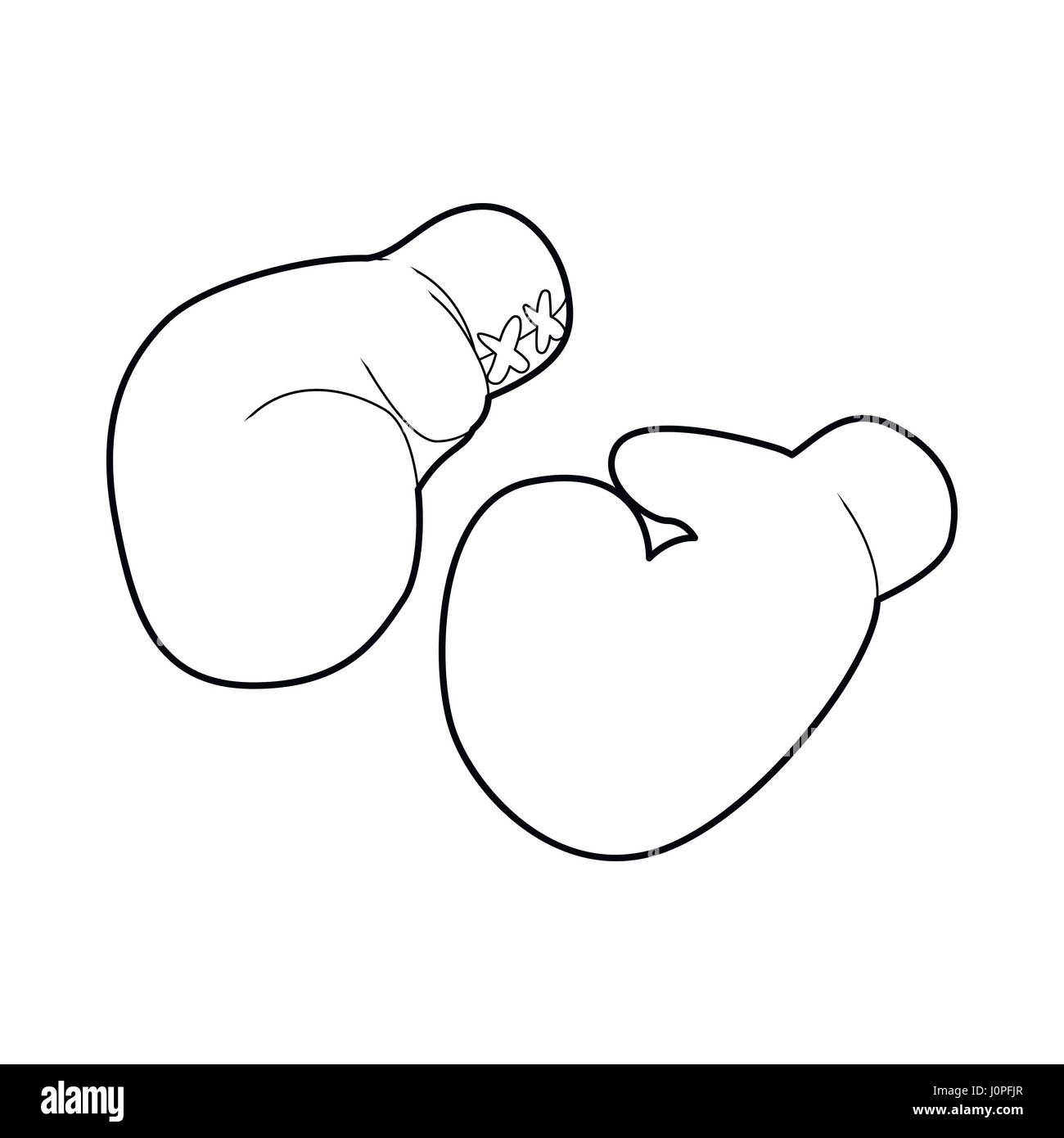 Paio di guanti da boxe icona, stile contorno Illustrazione Vettoriale