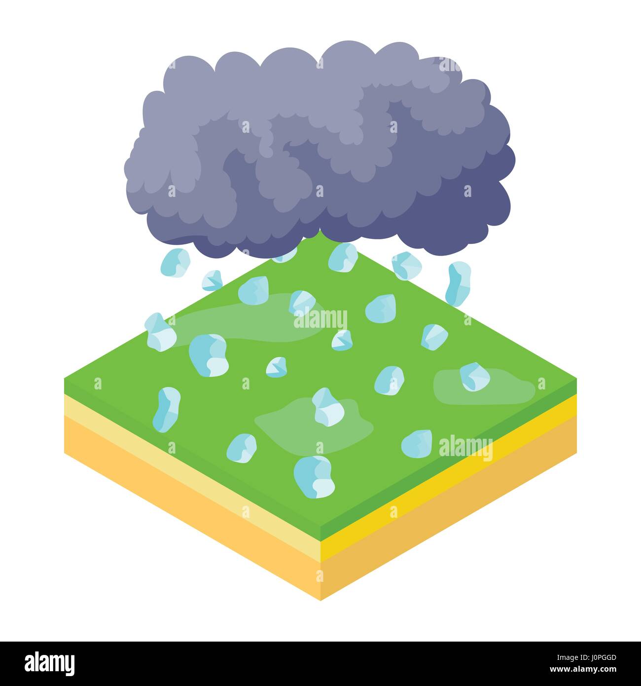 Il cloud e la grandine, icona di stile cartoon Illustrazione Vettoriale