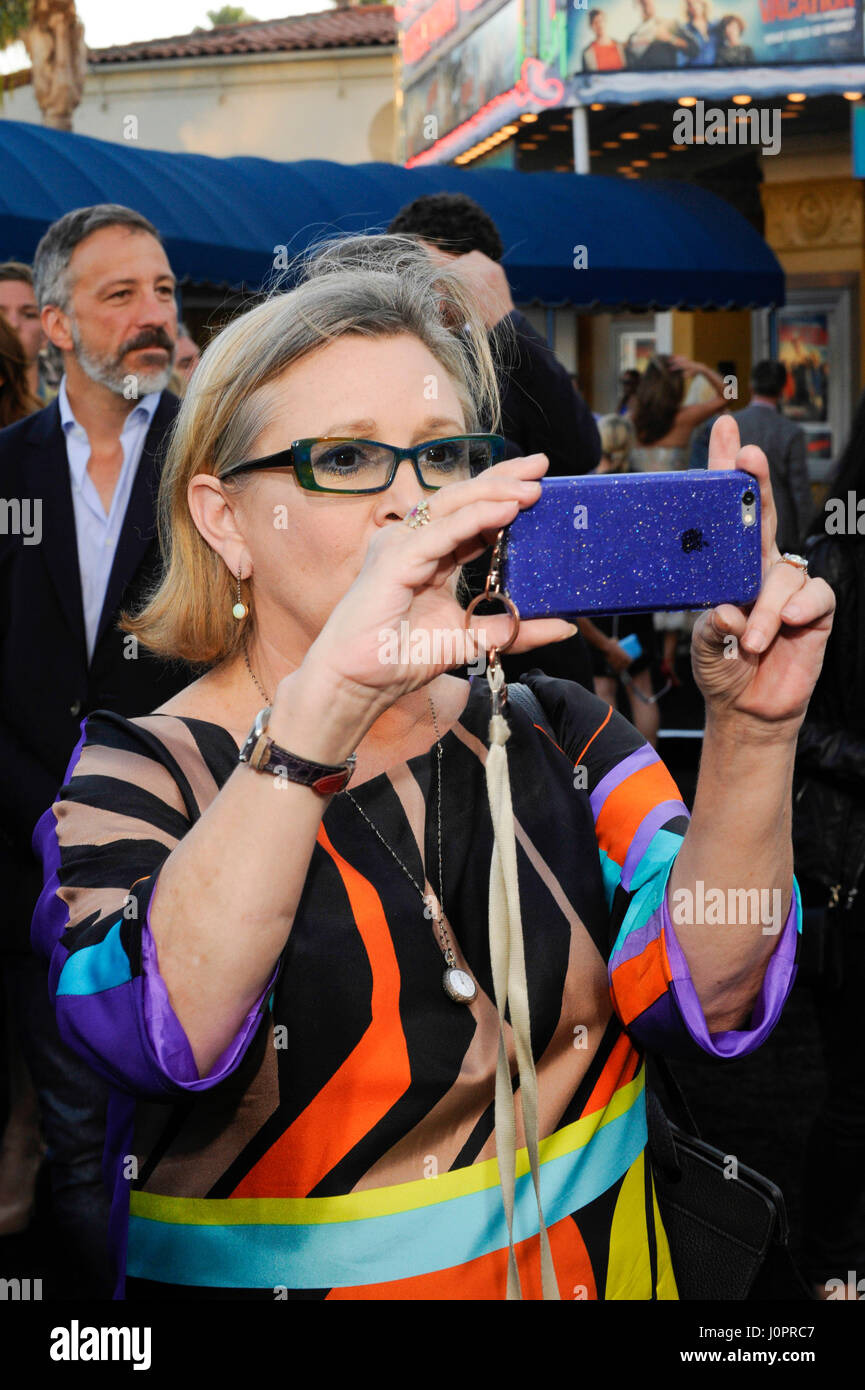 Carrie Fisher assiste la vacanza premiere al Westwood Village Theatre nel luglio 27th, 2015 a Los Angeles, California. Foto Stock