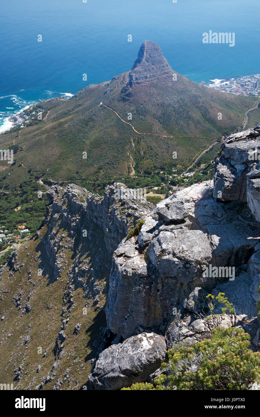 Signal Hill visto dalla Montagna della Tavola Città del Capo Sud Africa Foto Stock
