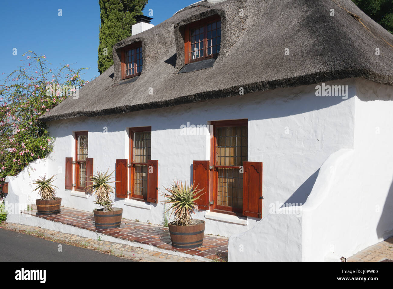 Tipico tetto di paglia cottage Wynberg Village Città del Capo Sud Africa Foto Stock